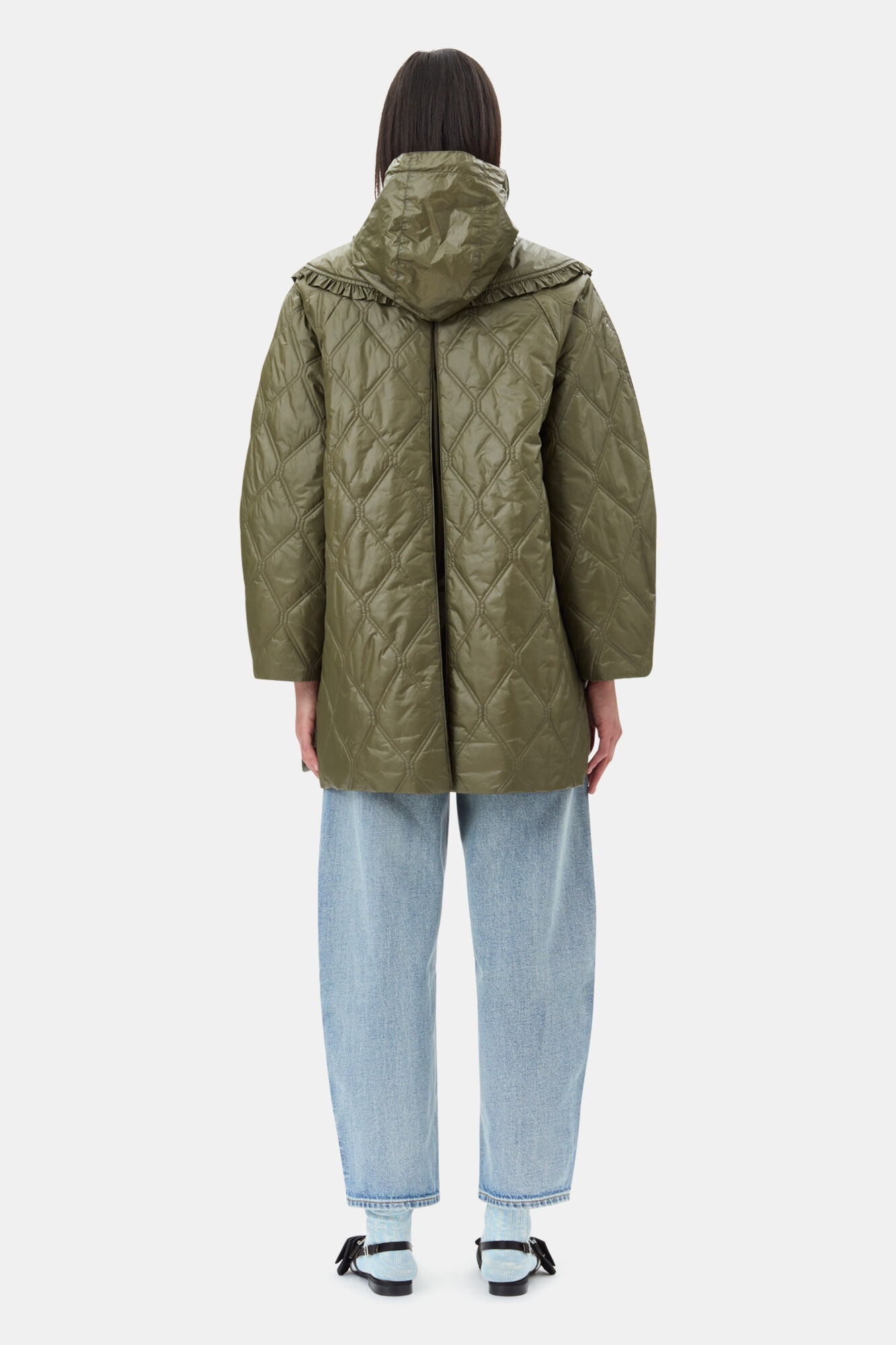 GREEN SHINY QUILT MIDI JACKET - 5
