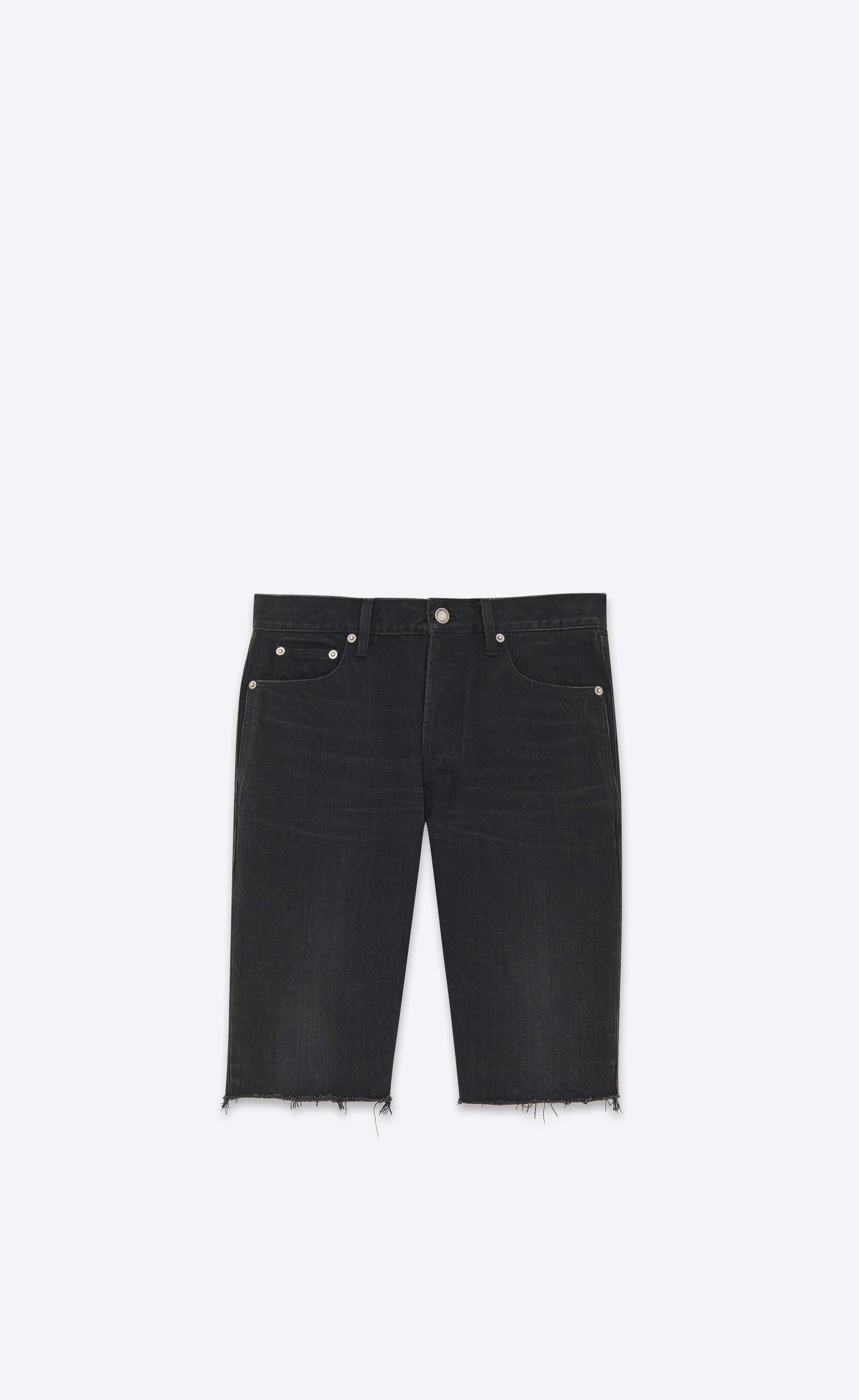 relaxed-fit shorts in black denim - 1