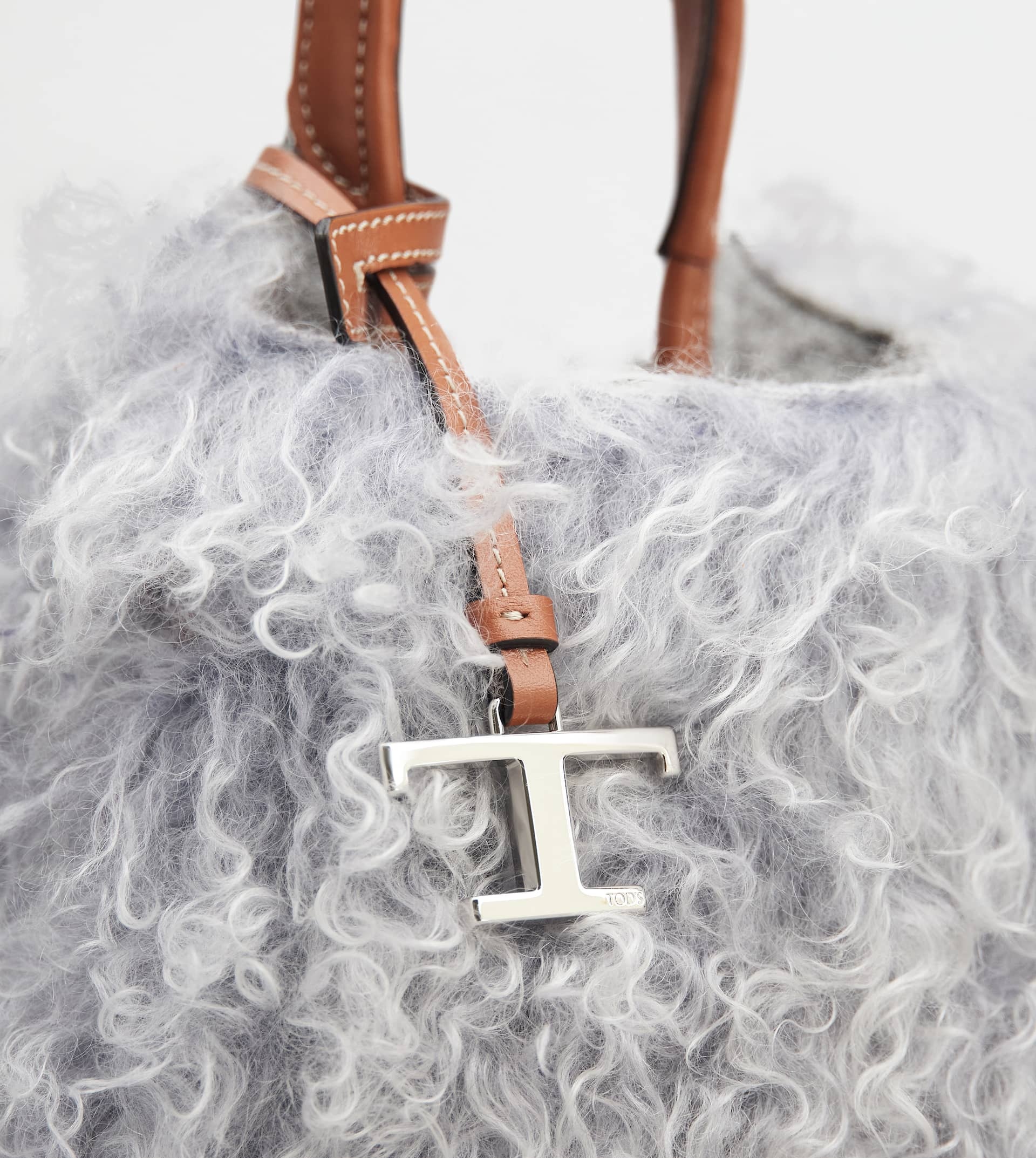 TOD'S MICRO BAG IN MOHAIR AND LEATHER MICRO - GREY, BROWN - 4