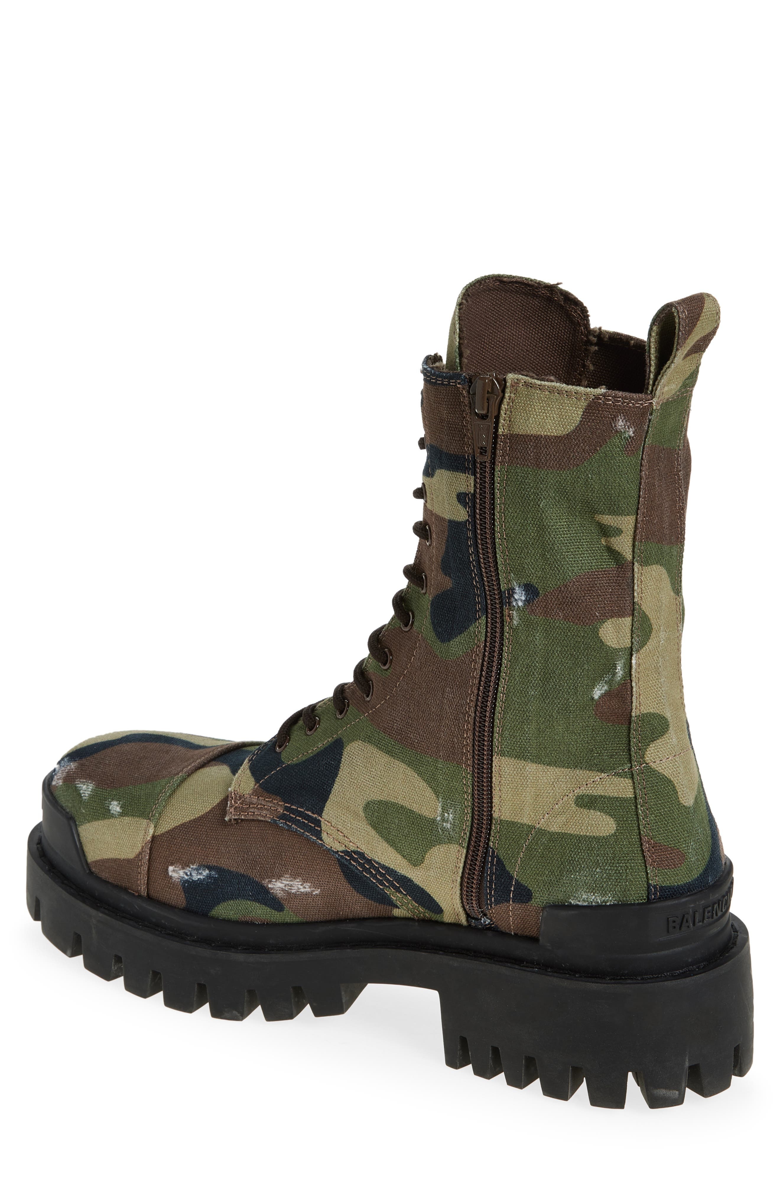 Balenciaga Strike Camo Canvas Combat Boot in Dark Camo at Nordstrom - 2