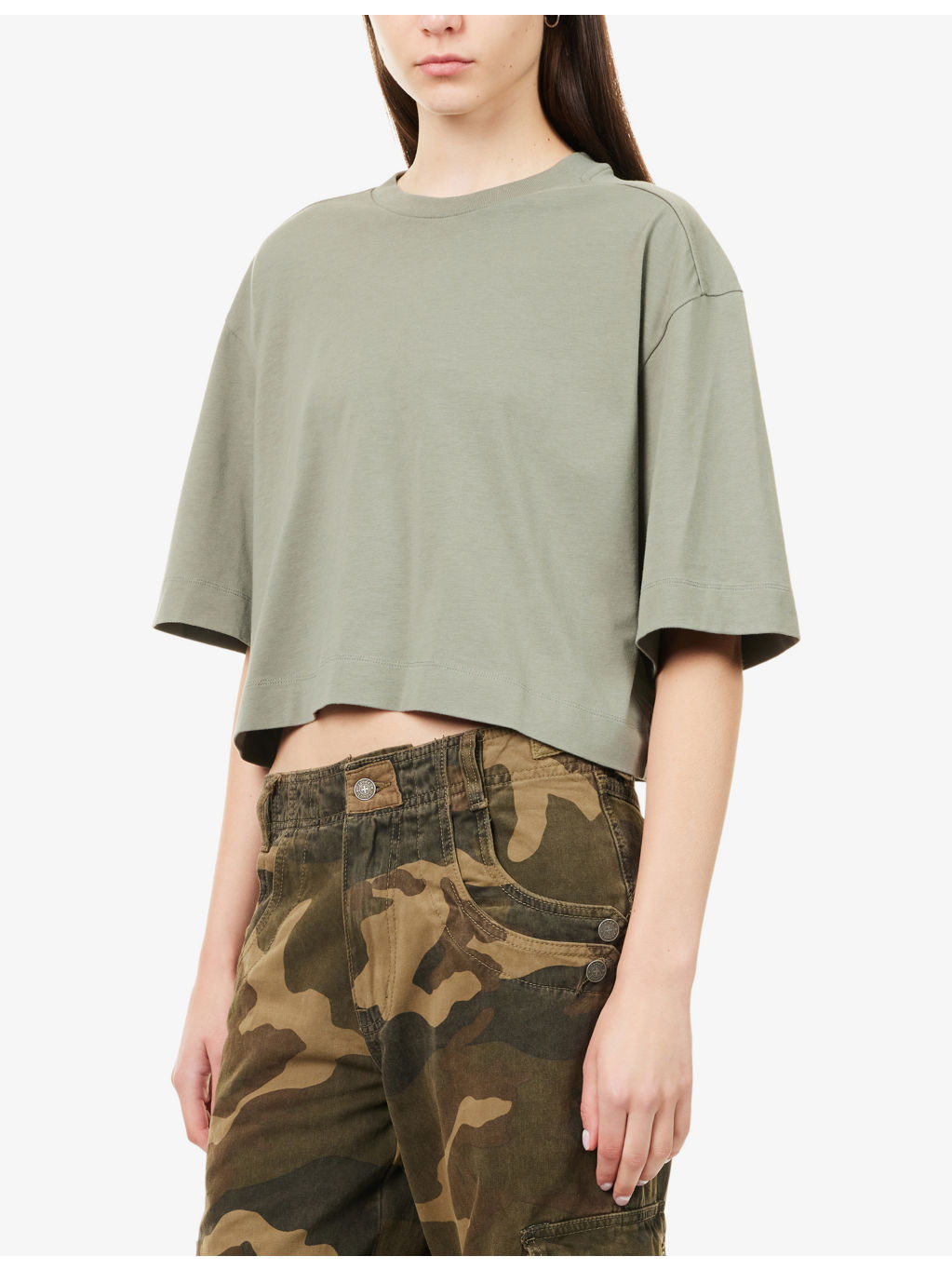 Addison Cropped Cotton-Jersey T-Shirt - 3