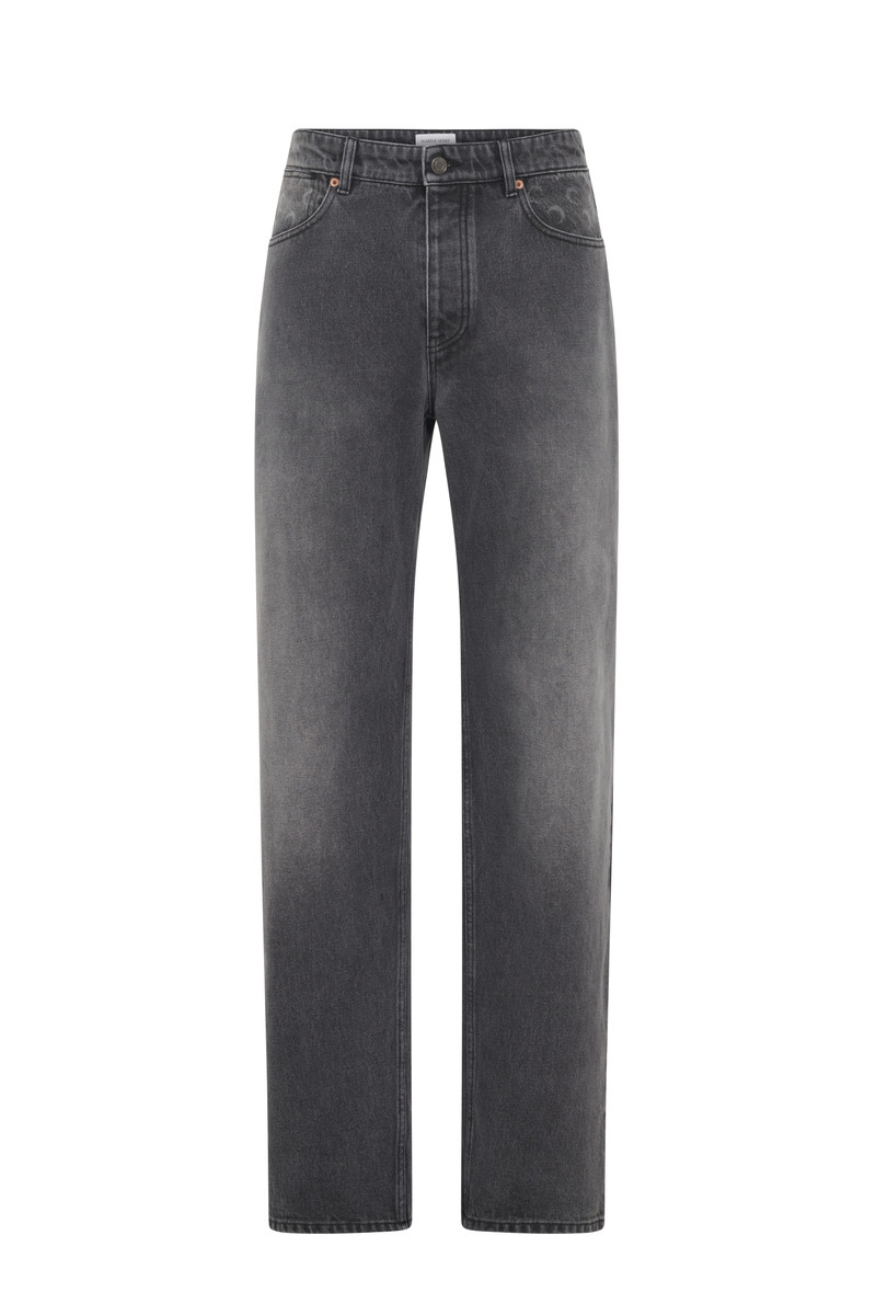 MOON LASER GREY WASH DENIM STRAIGHT JEANS 1