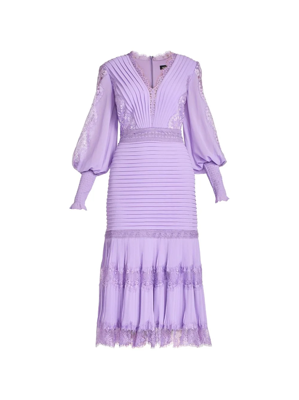 Nyssa lace-trimmed pleated midi dress - 1