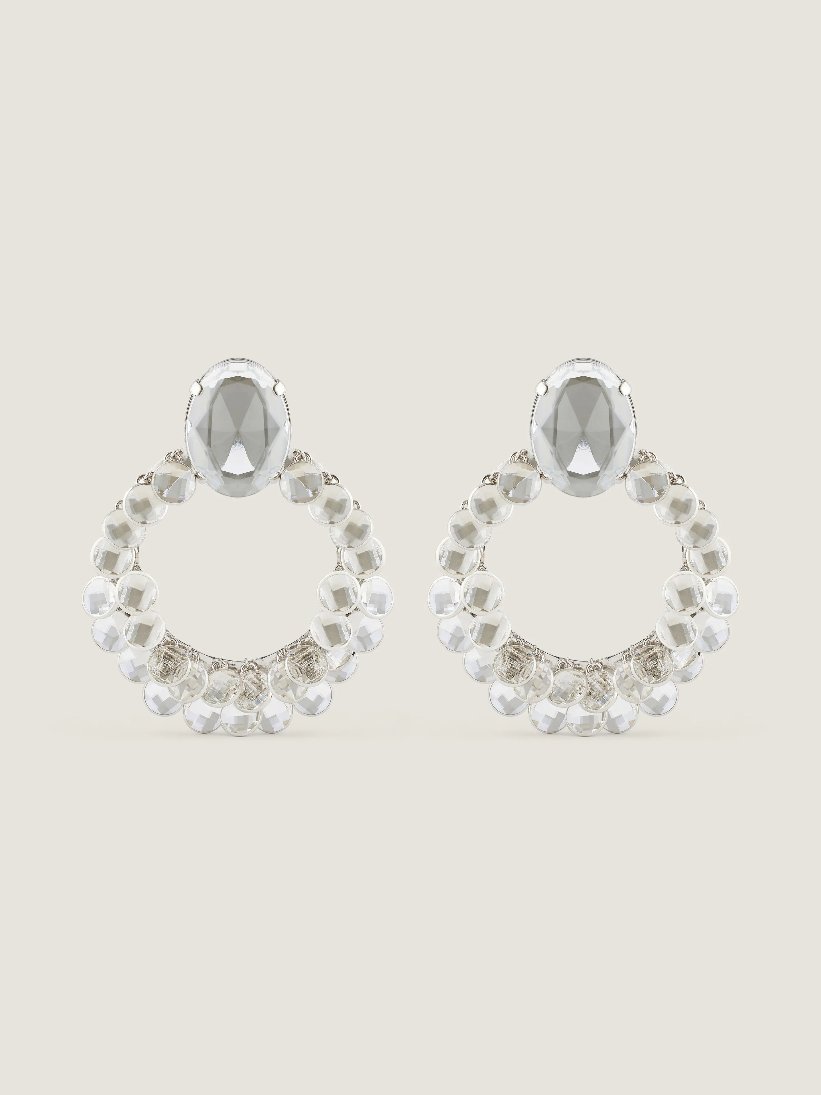 BROKEN CHANDELIER CLIP EARRINGS IN METAL AND CRYSTALS - 1