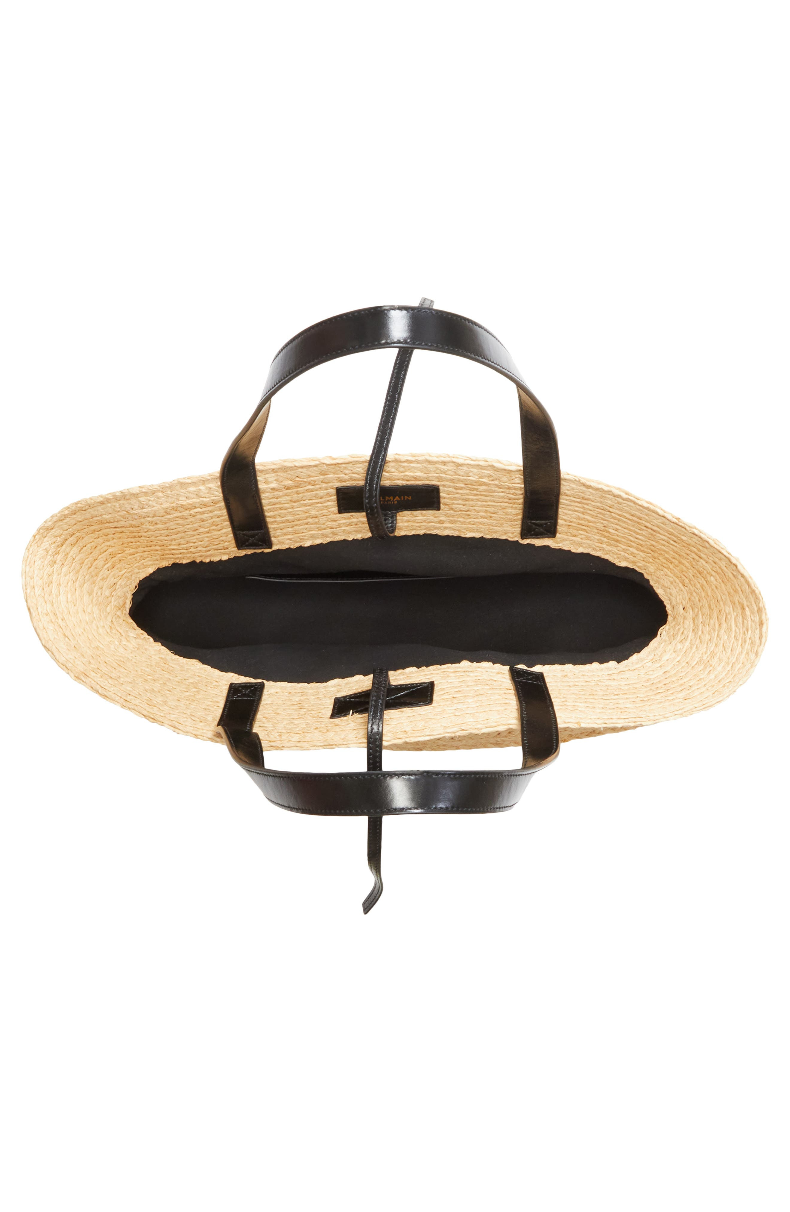 Balmain Medium Shuffle Raffia Tote in Natural /Black at Nordstrom - 5