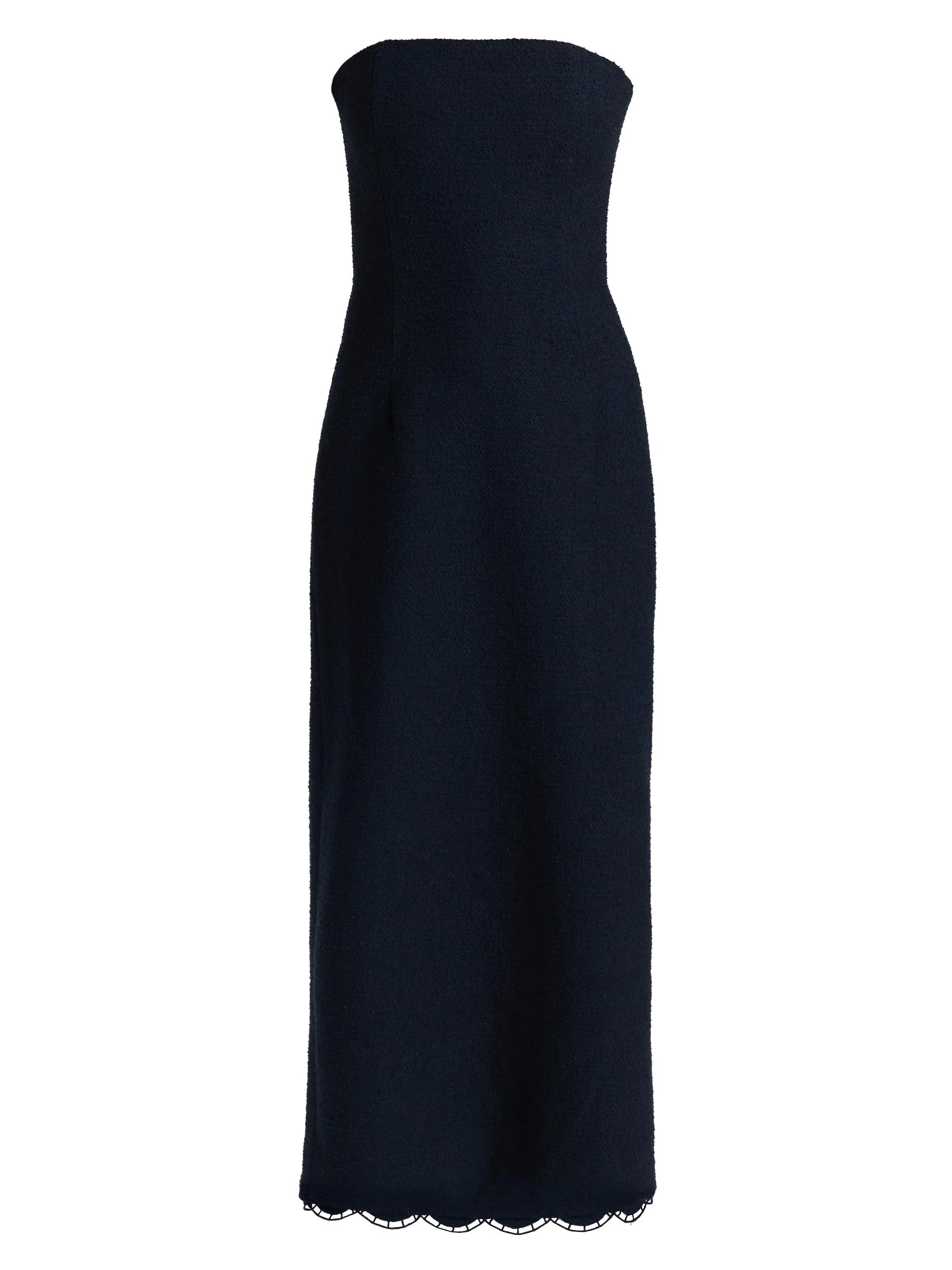Women's Scallop-Hem Tweed Strapless Column Gown - Navy - 1