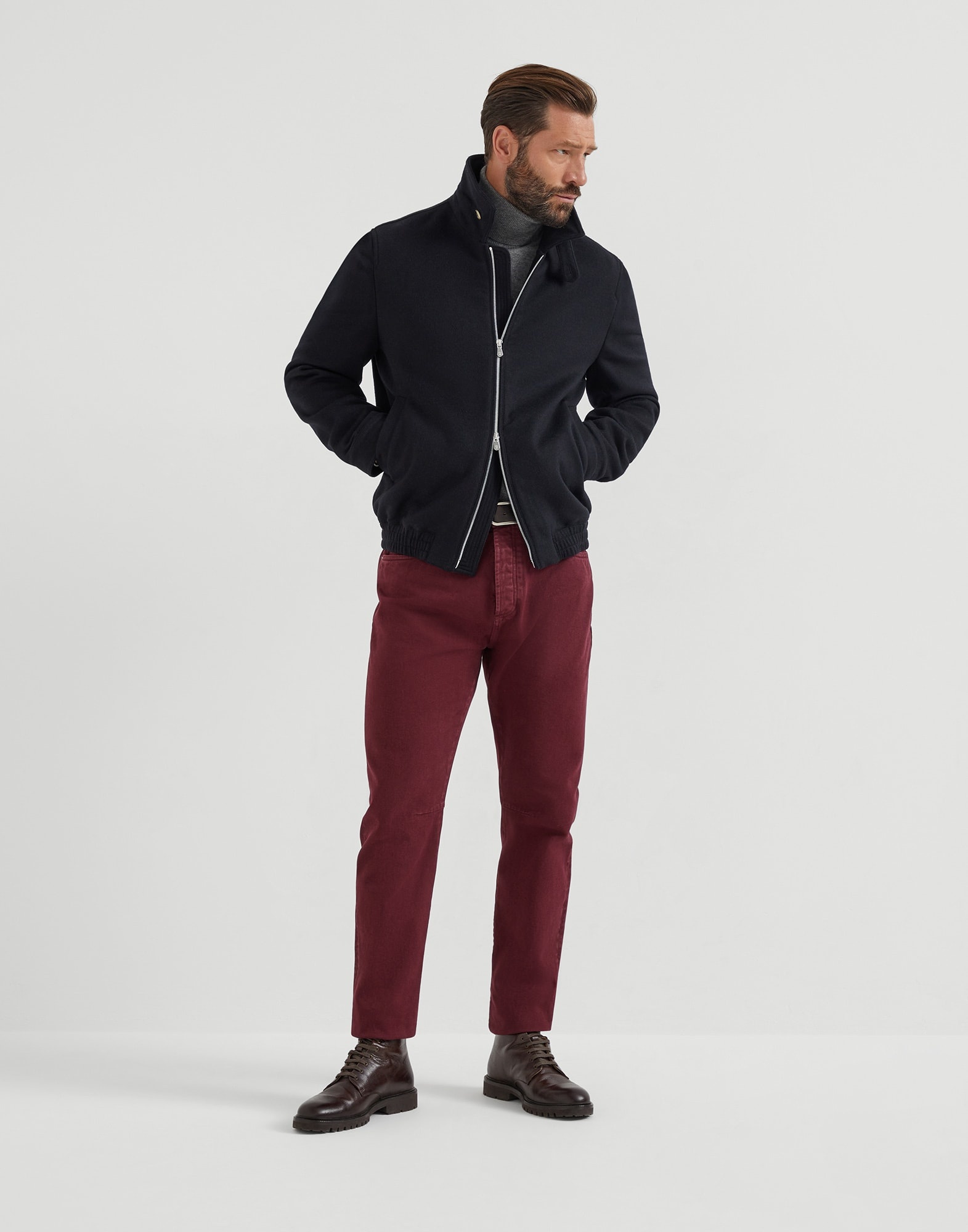 Wool flannel double cloth bomber jacket - 5