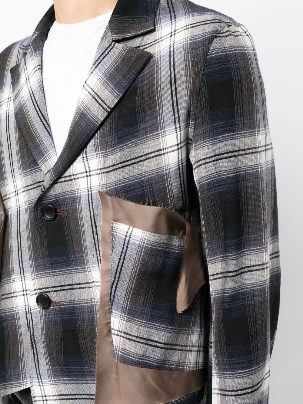 asymmetric plaid-check blazer - 5