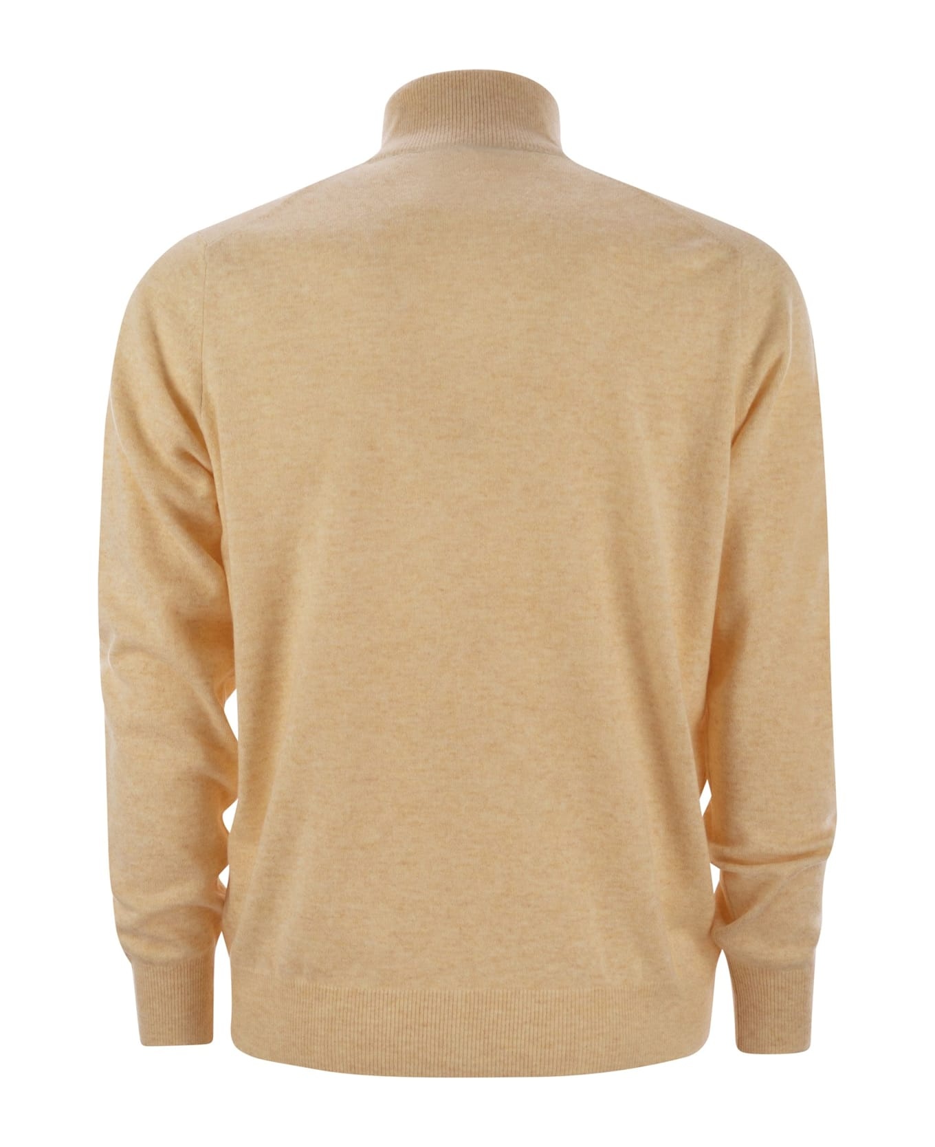 High-necked Cashmere Sweater With Zip Opening - 2