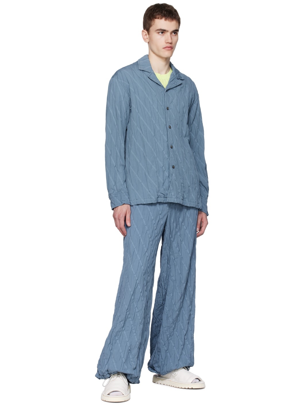 Blue Pleated Trousers - 4