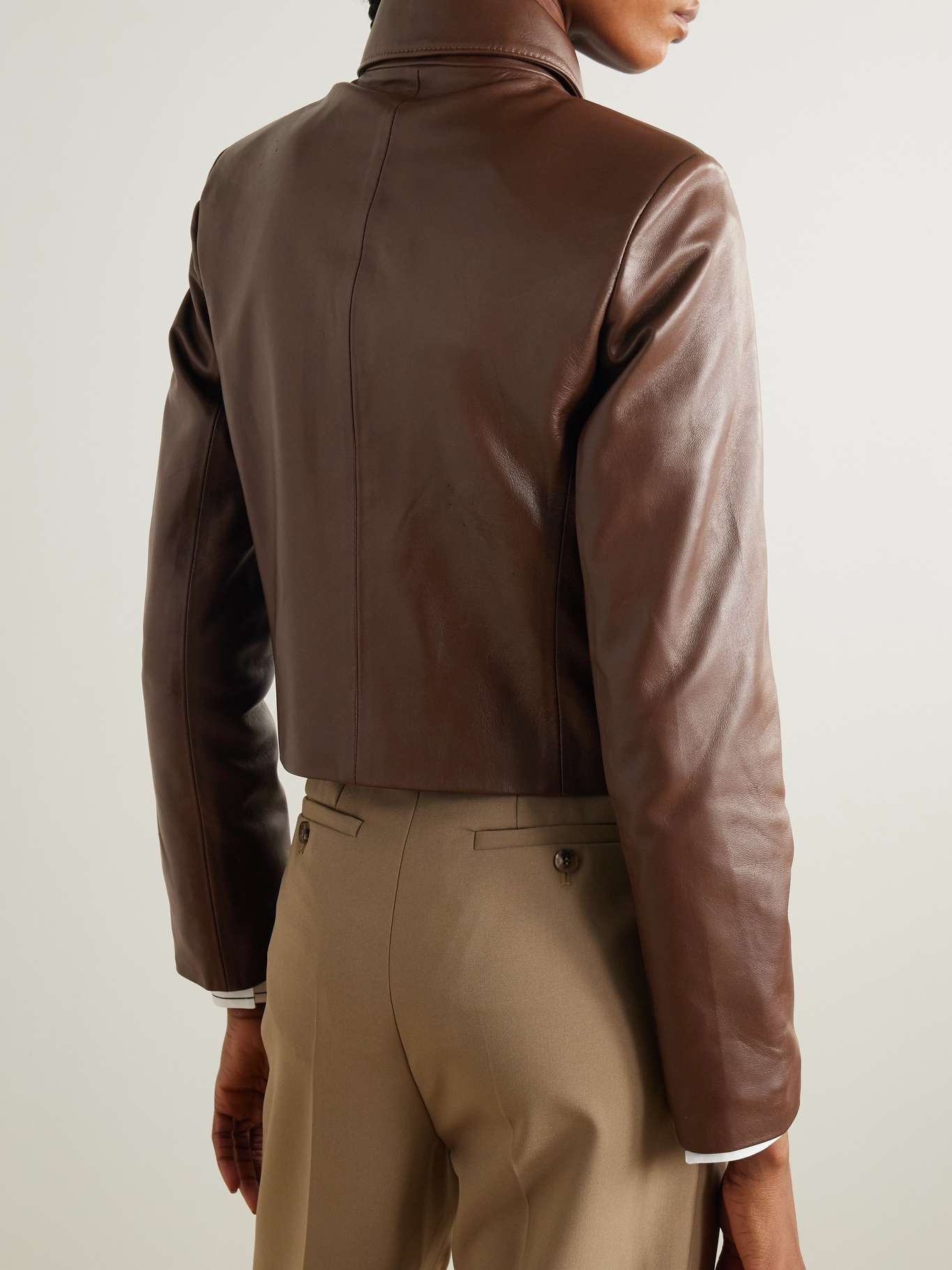 Bleeker cropped paneled leather jacket Light brown - 4