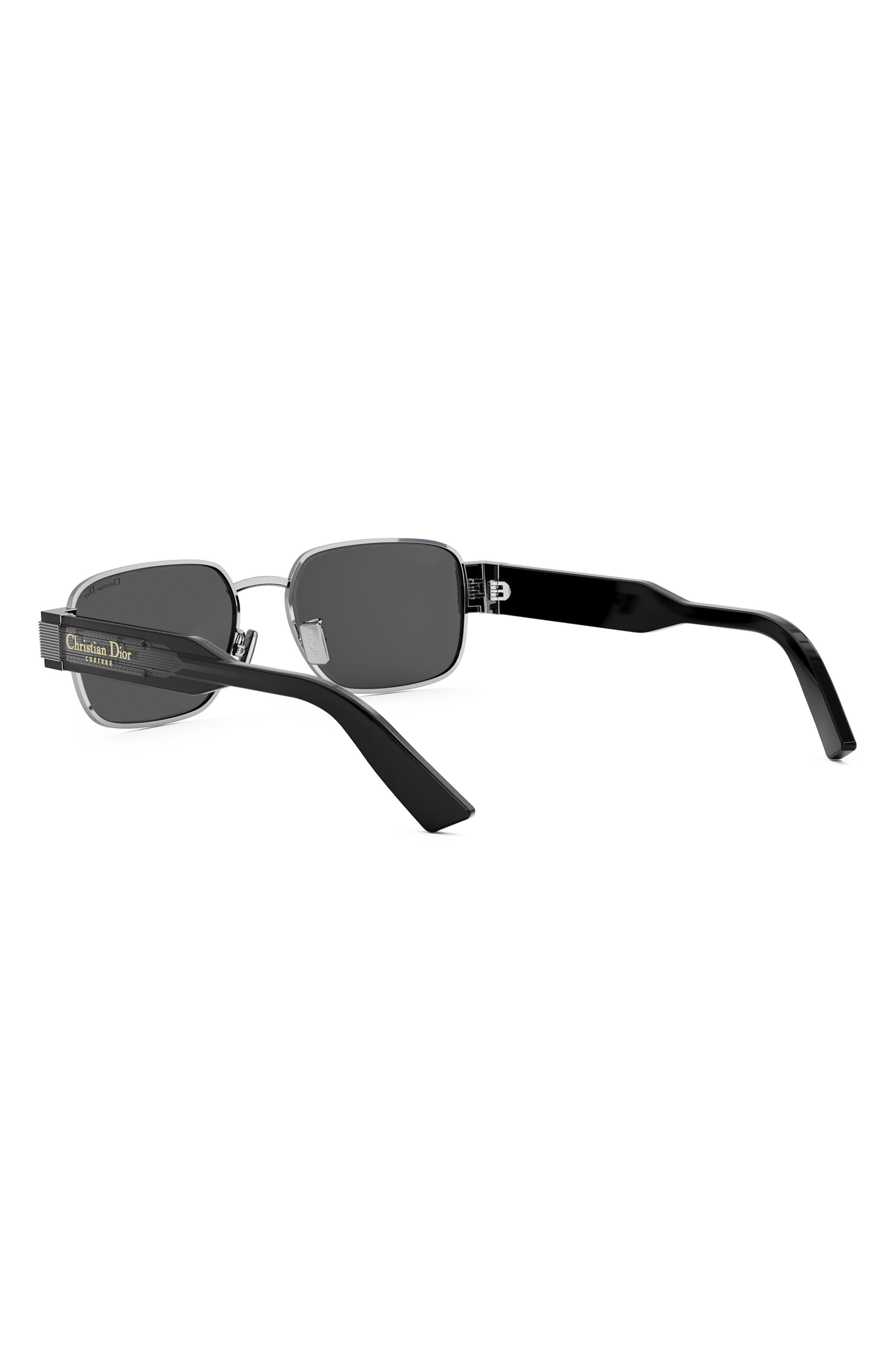 'Christian Dior Label S2U Rectangle Sunglasses in Shiny Palladium /Smoke at Nordstrom - 5