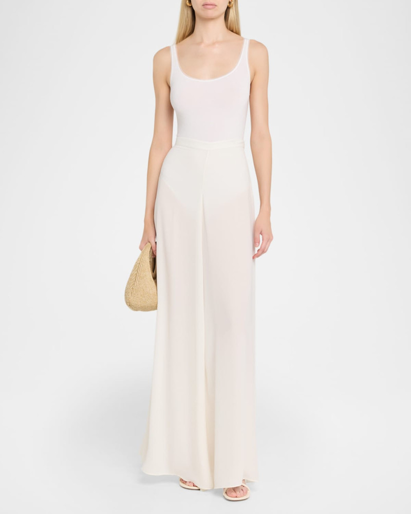 LAPOINTE Georgette Wide-Leg Pants with Pockets outlook