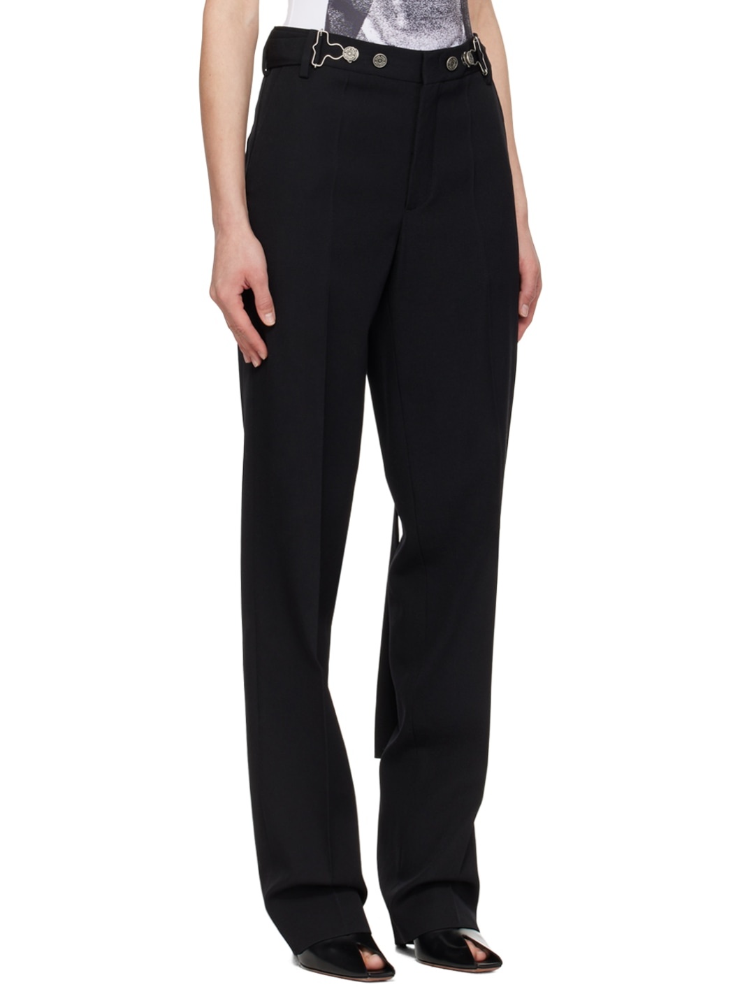 Black Overall Buckle Trousers - 2