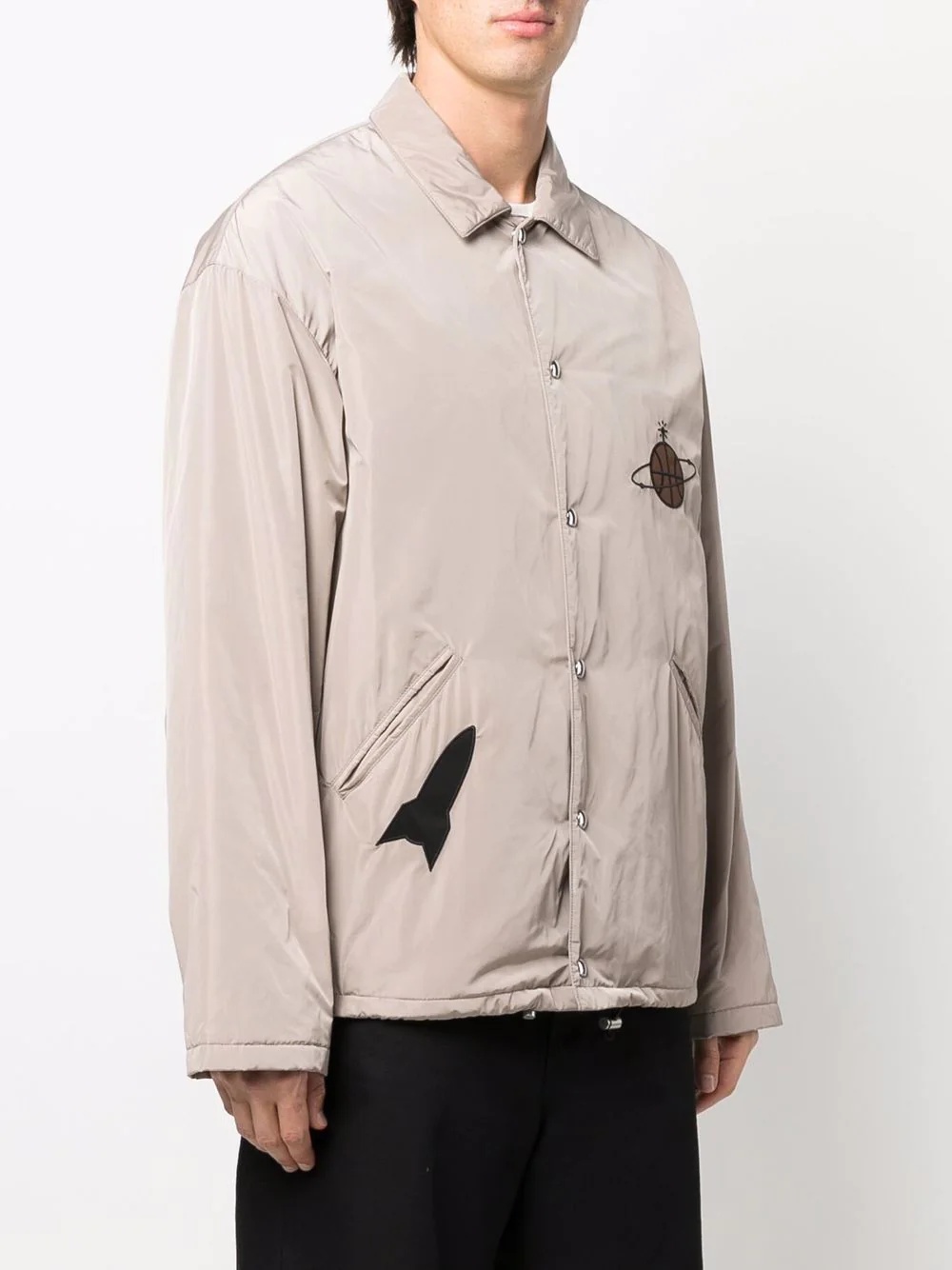 patch-detail shirt jacket - 4