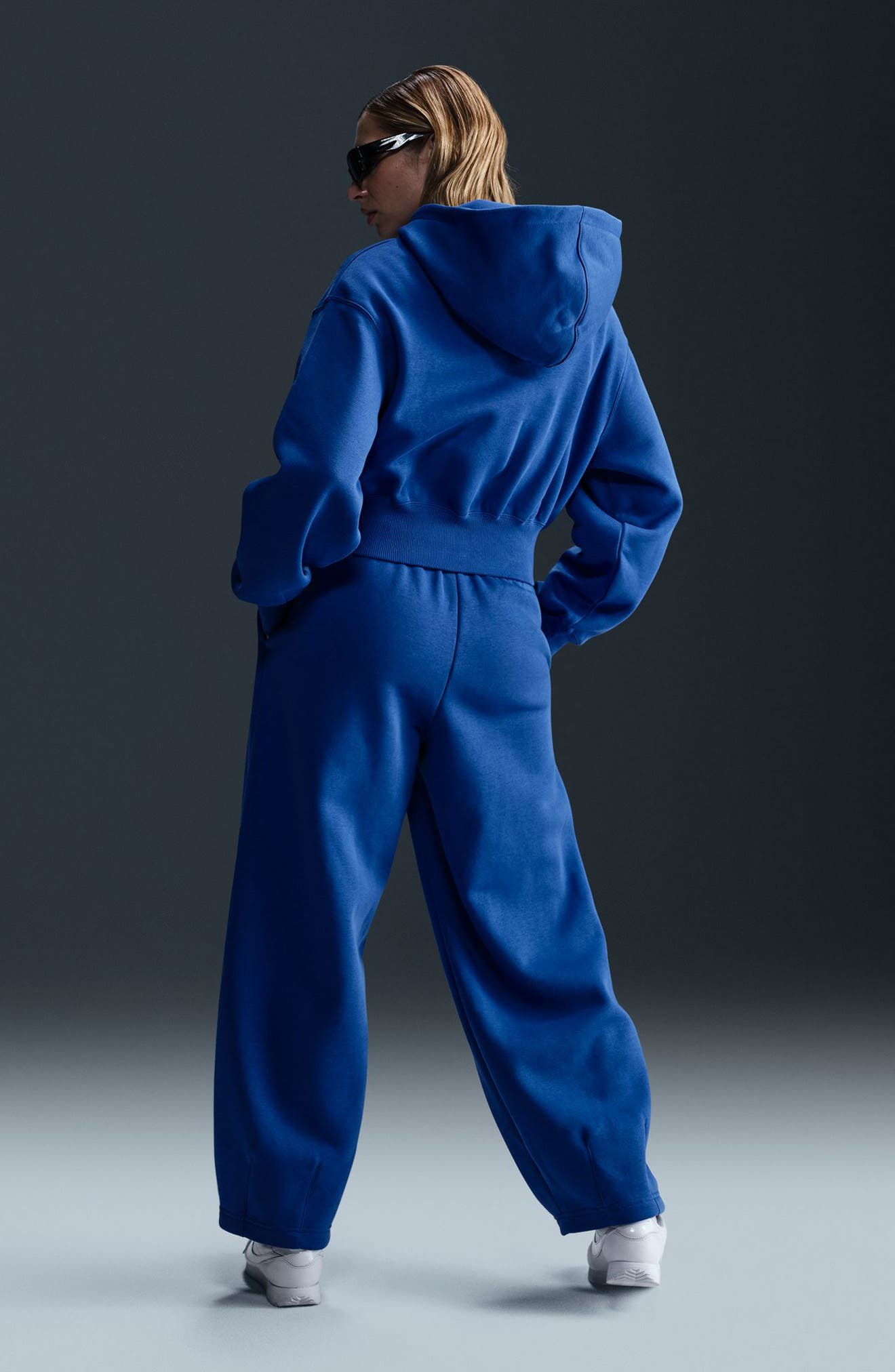 Nike Sportswear Phoenix Fleece Crop Hoodie in Game Royal/Sail at Nordstrom - 6