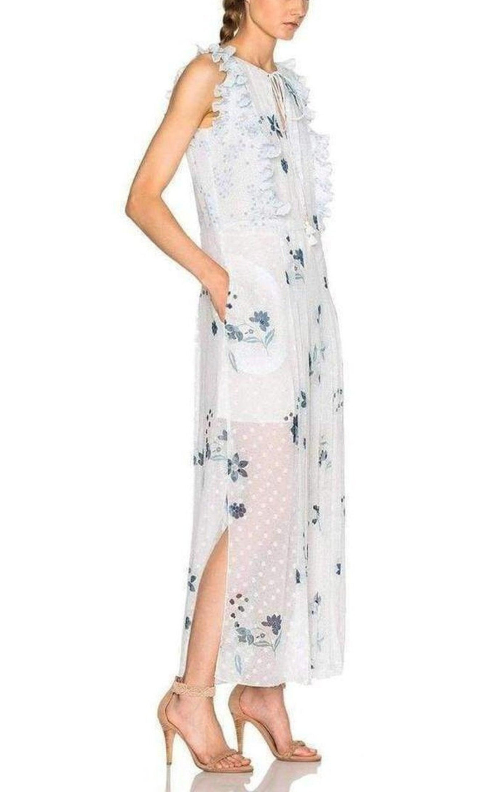 Ruffle Trimmed Printed Fil Coupe Maxi Dress - 4