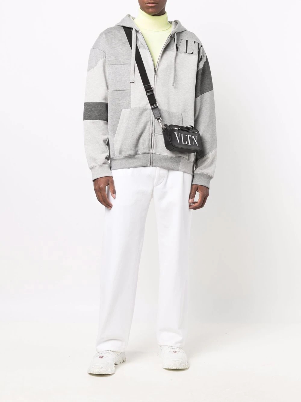 VLTN patchwork zip-up hoodie - 2