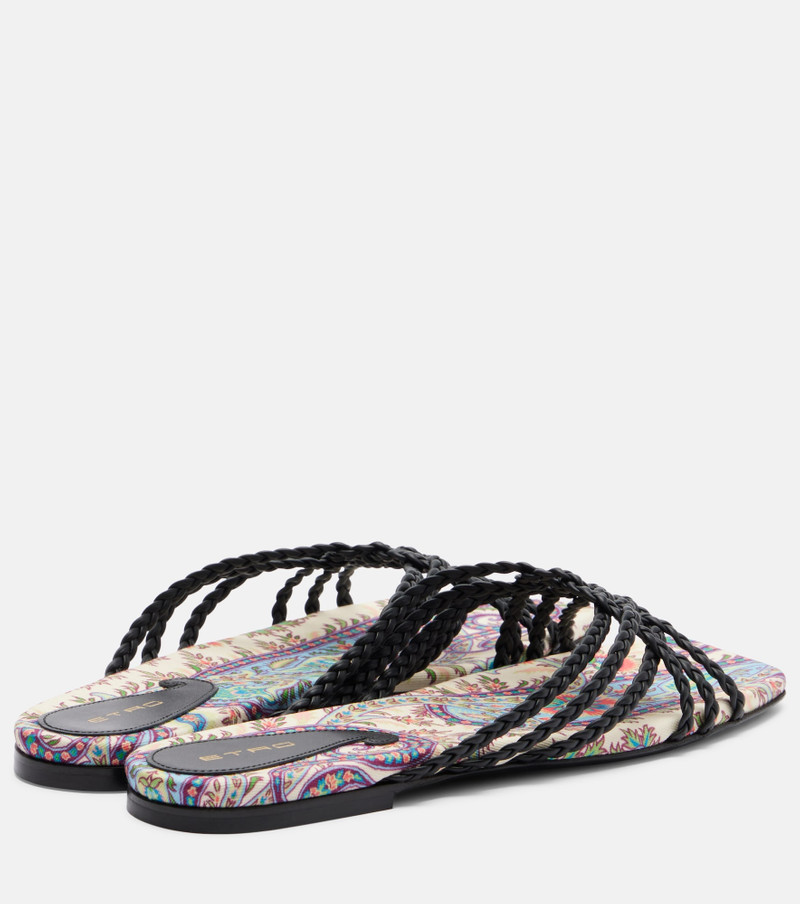 Etro Canvas-trimmed printed leather slides outlook