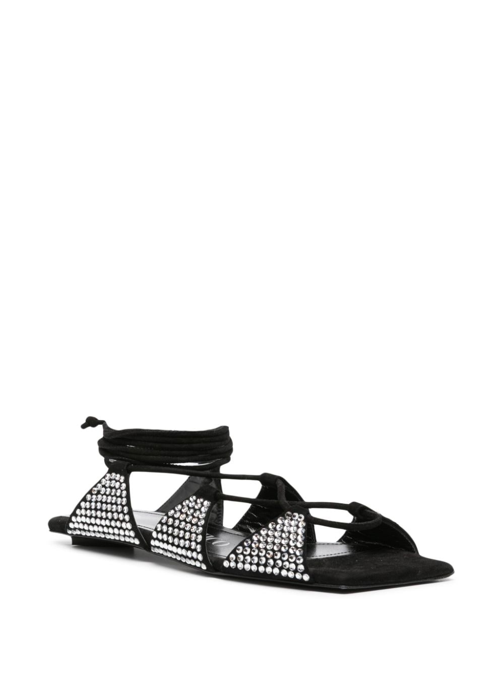 crystal-embellished square-toe leather sandals - 2