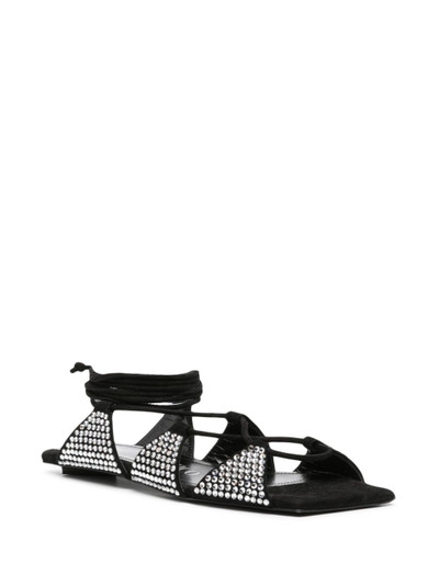 THE ATTICO crystal-embellished square-toe leather sandals outlook