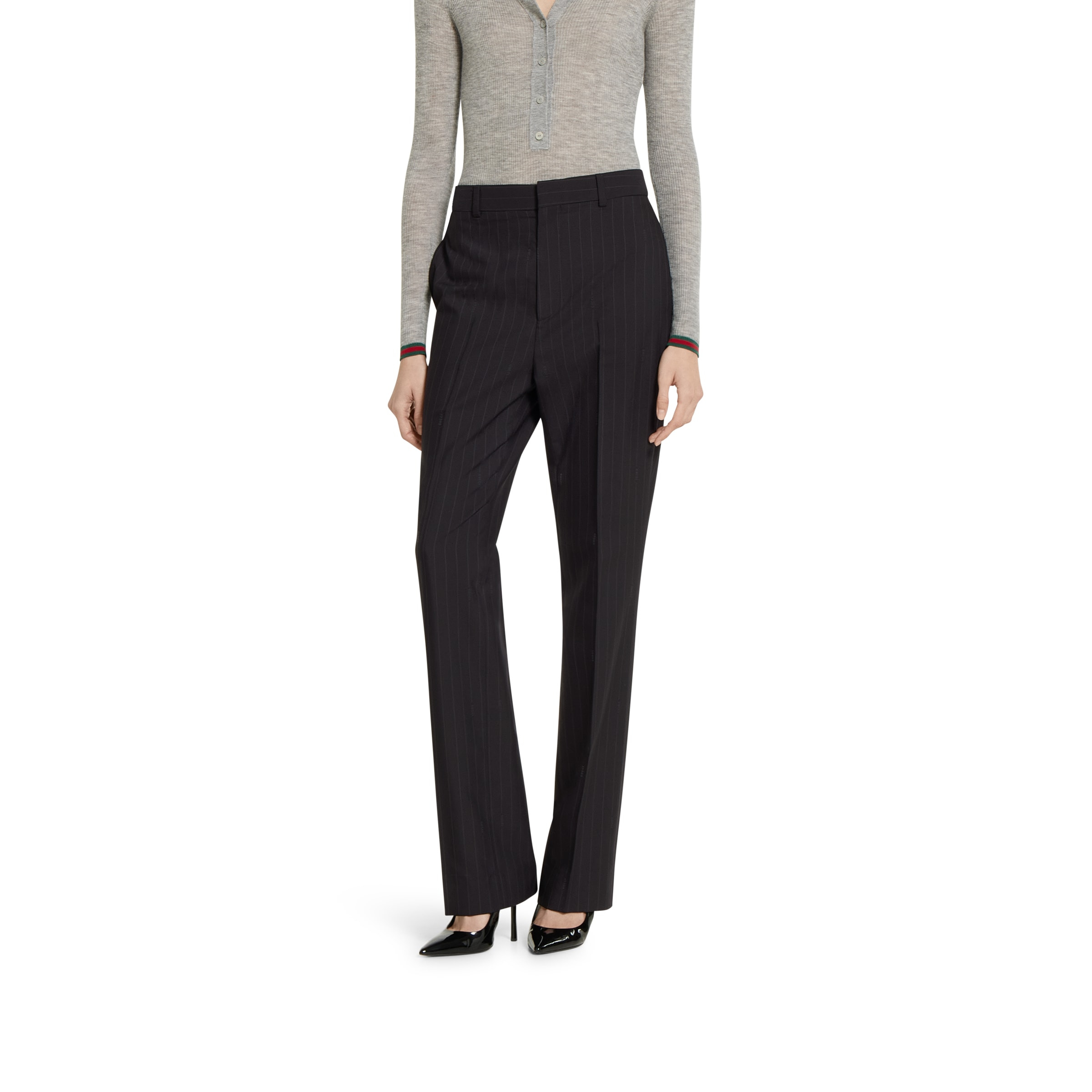 Pinstripe Gucci wool jacquard pants - 3