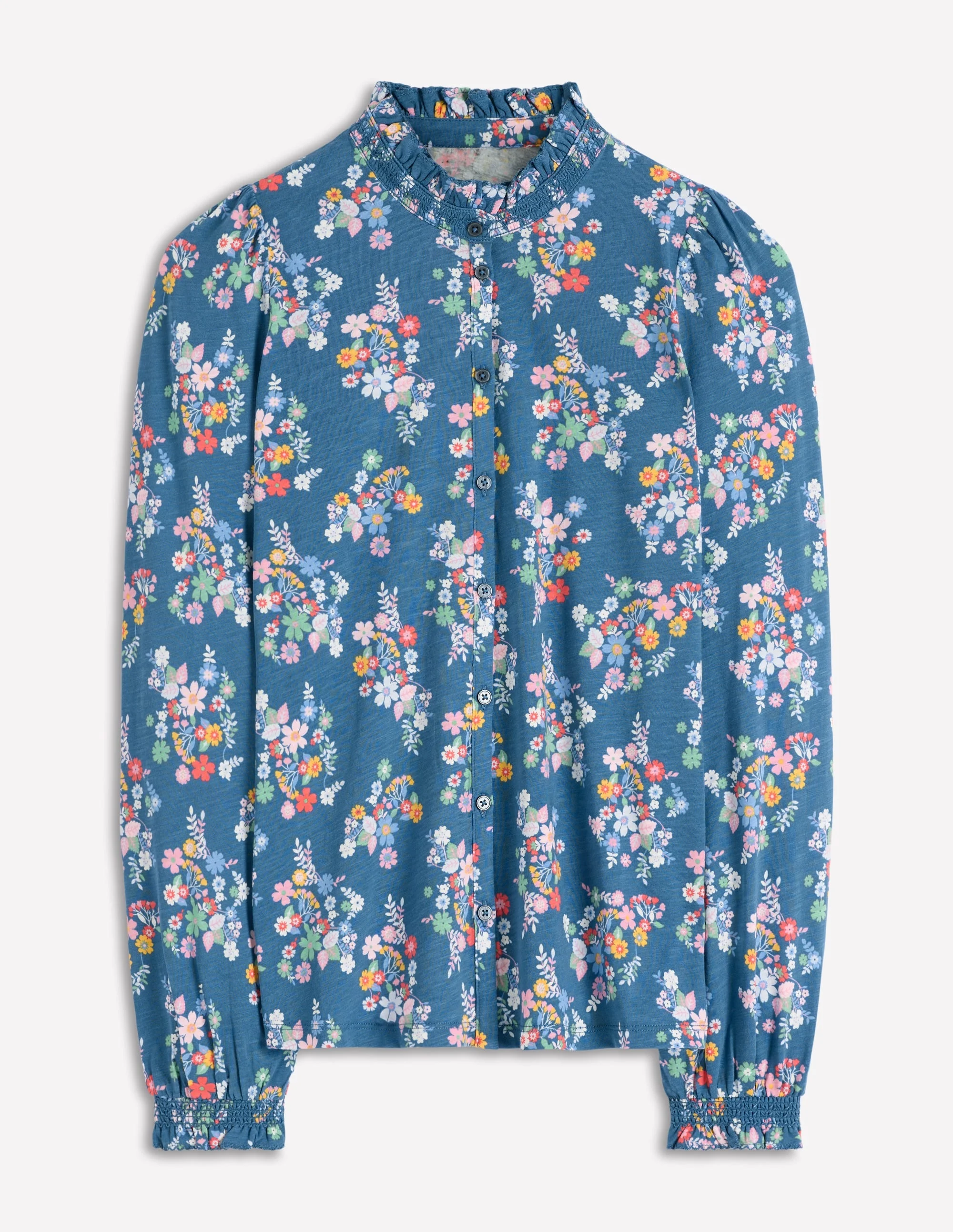 Effie Smocked Detail Shirt-Blossom Cluster - 1