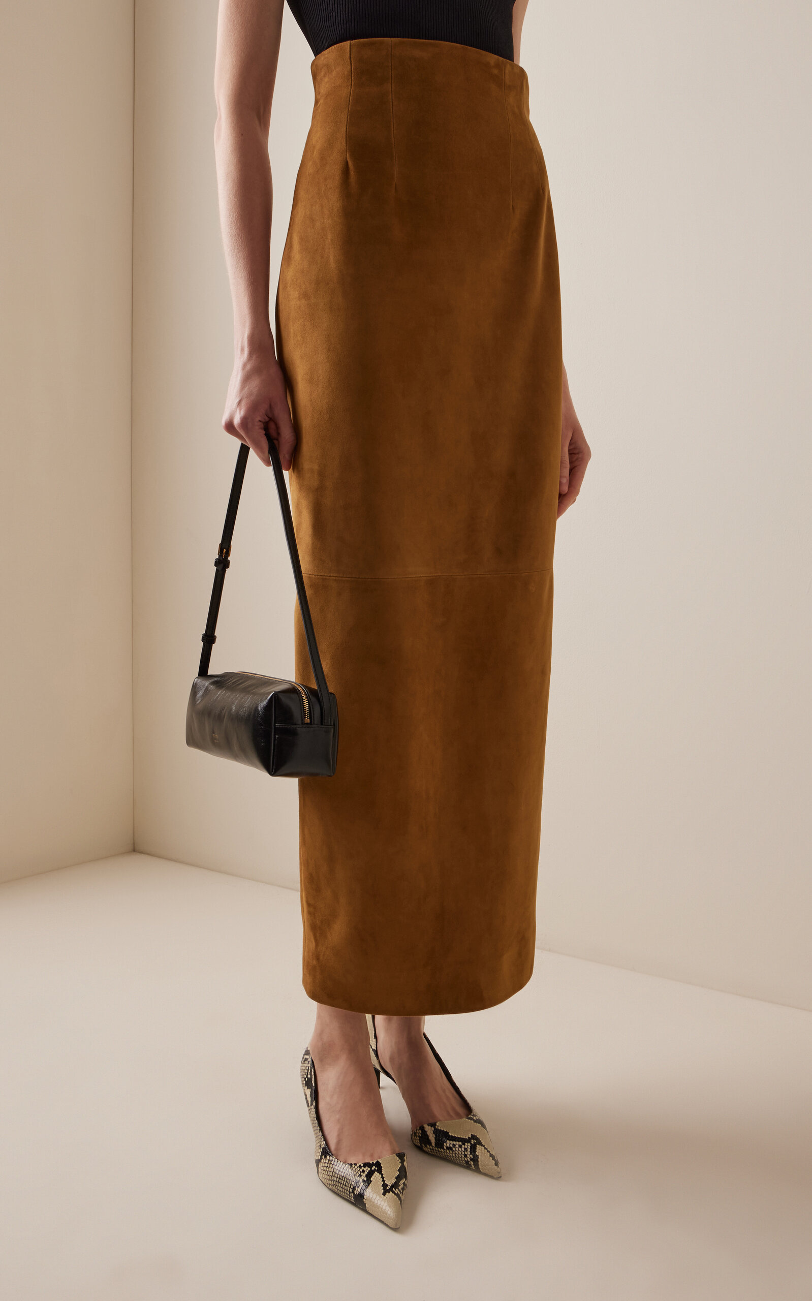 Loxley High-Rise Suede Maxi Skirt brown - 3