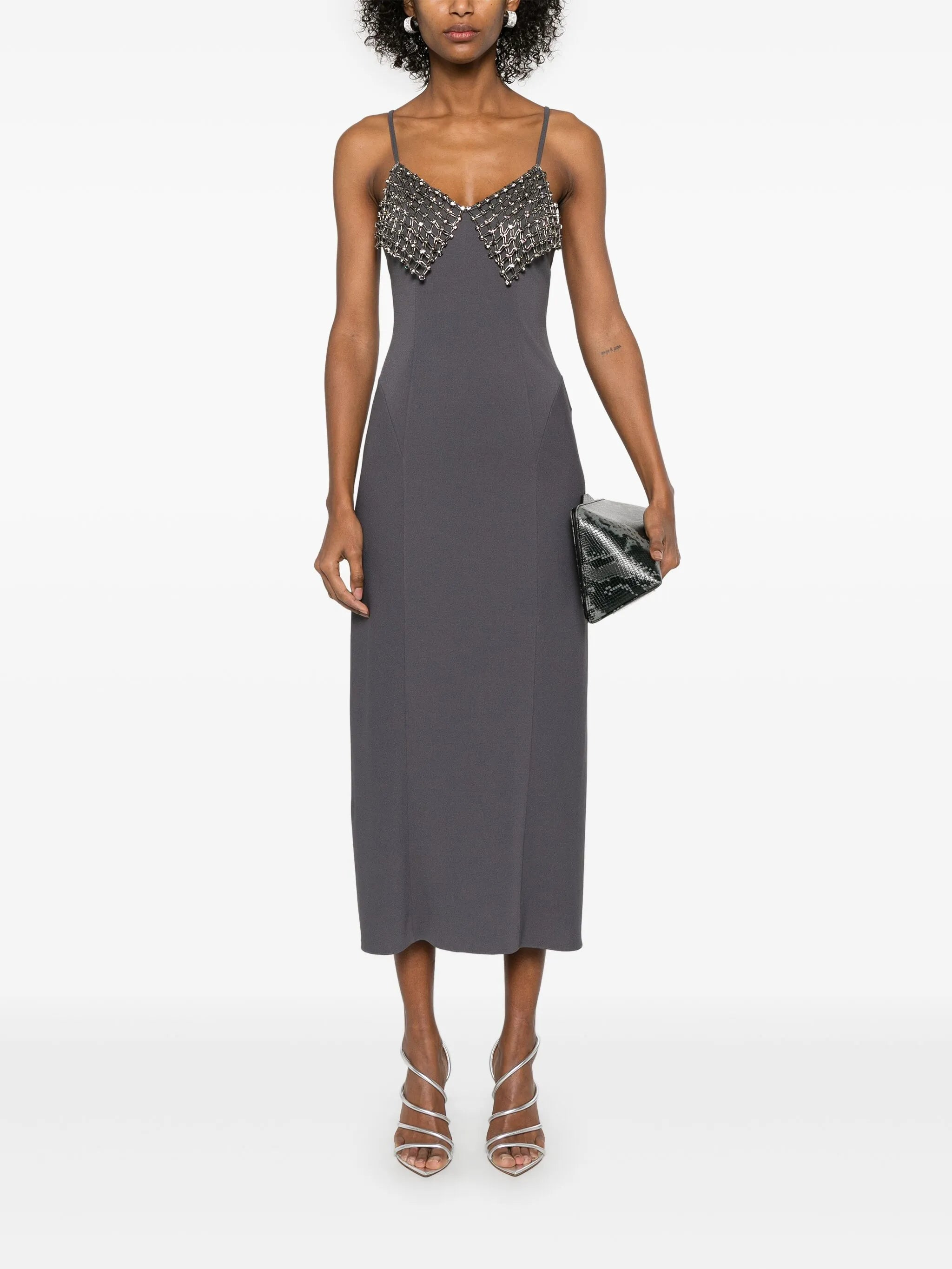 crystal-detail midi dress - 2