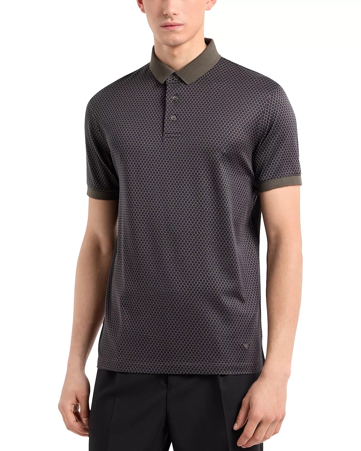 Cotton Jersey Hexagon Jacquard Regular Fit Polo Shirt - 1