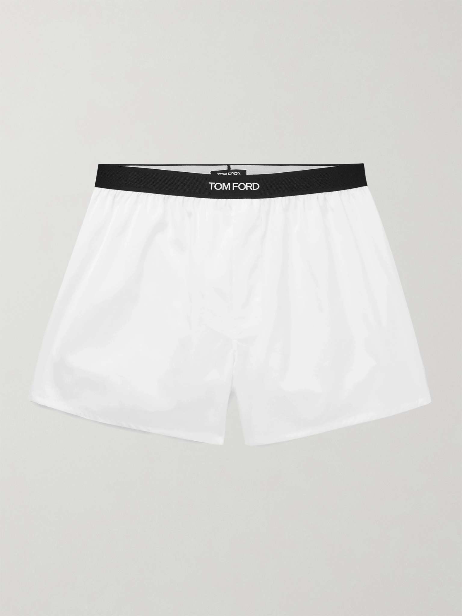 Grosgrain-Trimmed Cotton Boxer Shorts - 1