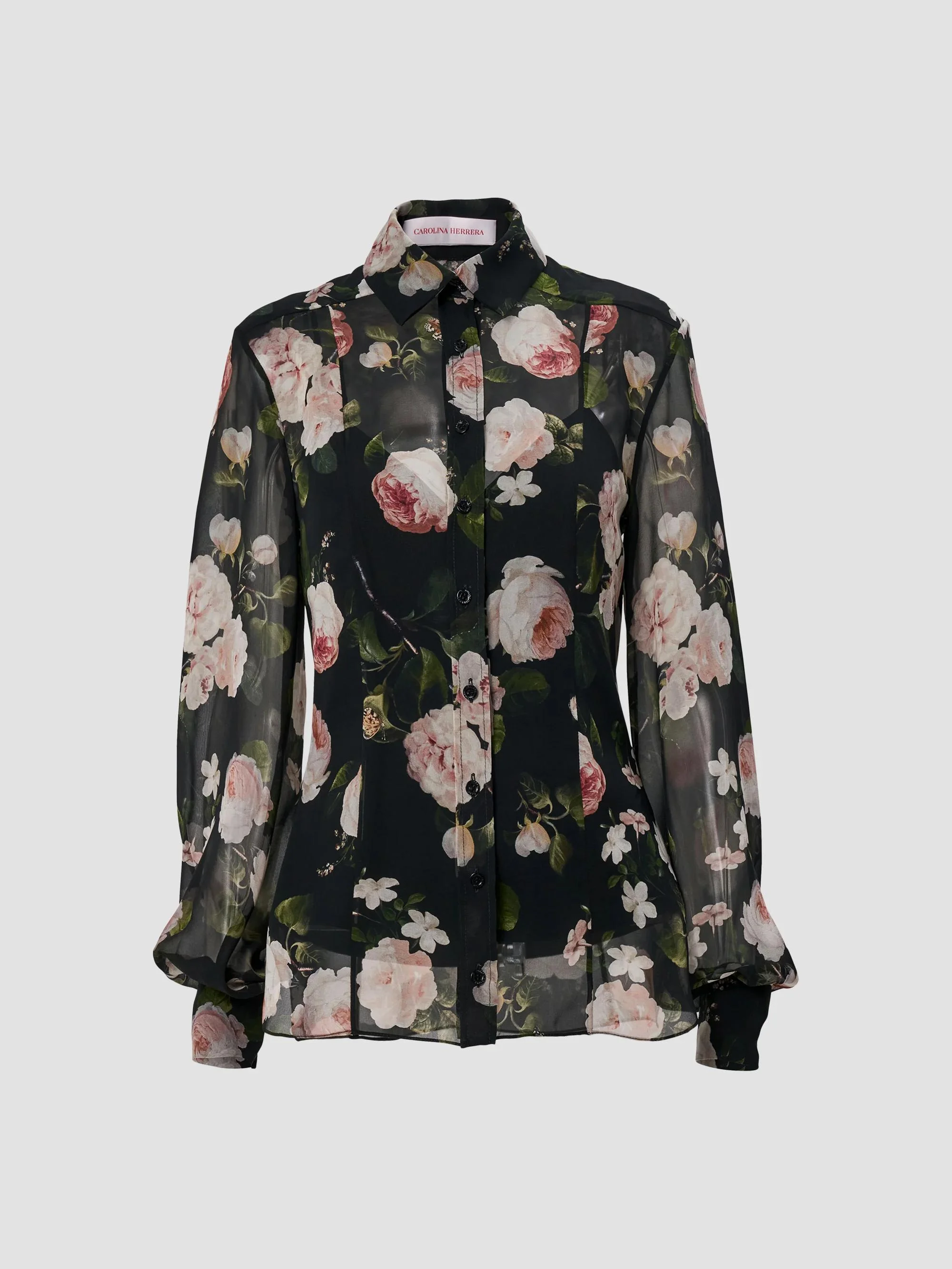 Women's Chalet Floral Silk Blouse - Black Multi - 1