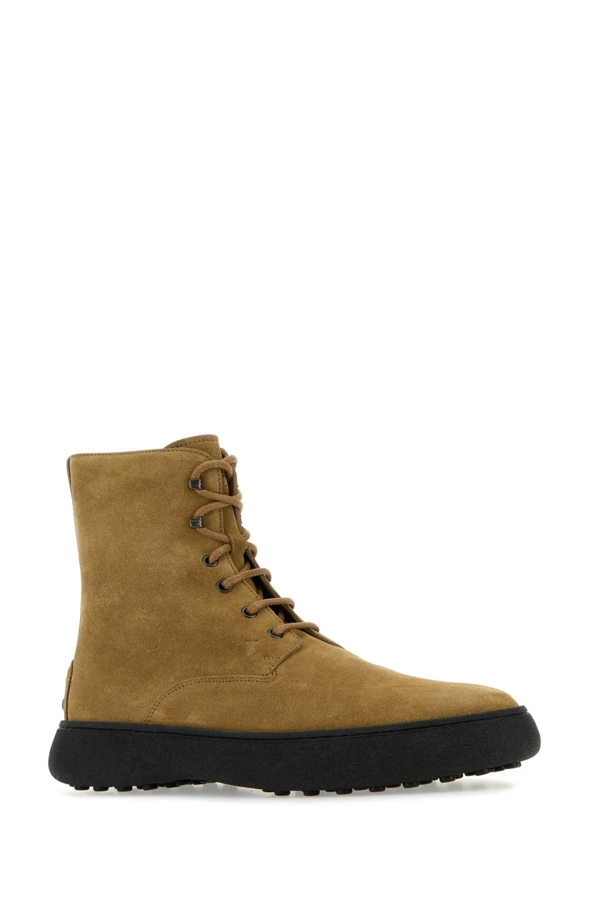 Tod's Men Camel Suede Ankle Boots - 2