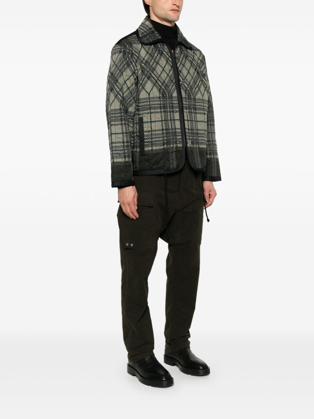 plaid-check quilted jacket - 3