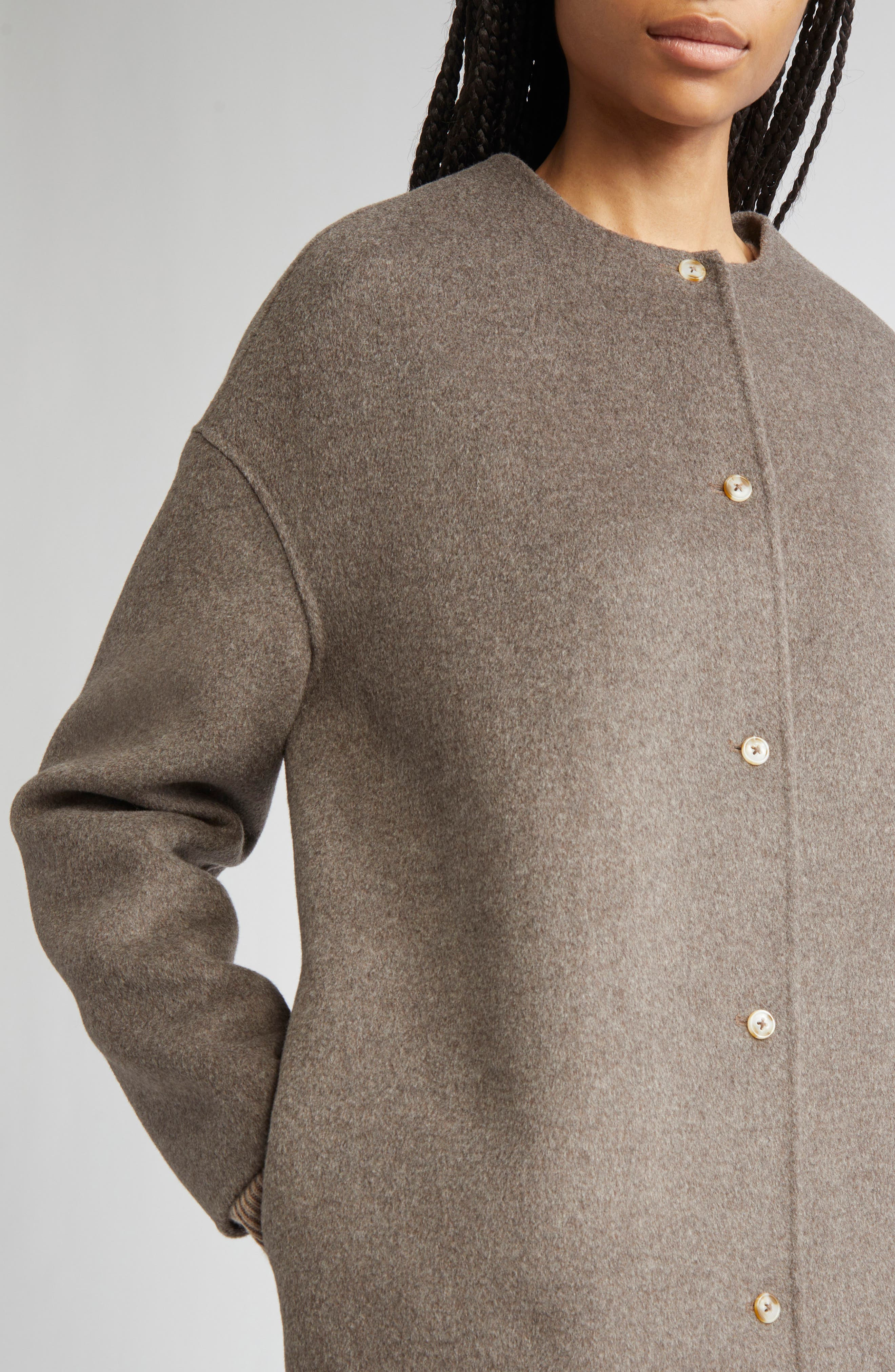 LOULOU DE SAISON Dunne Single Breasted Wool & Cashmere Coat in Taupe Melange at Nordstrom - 5