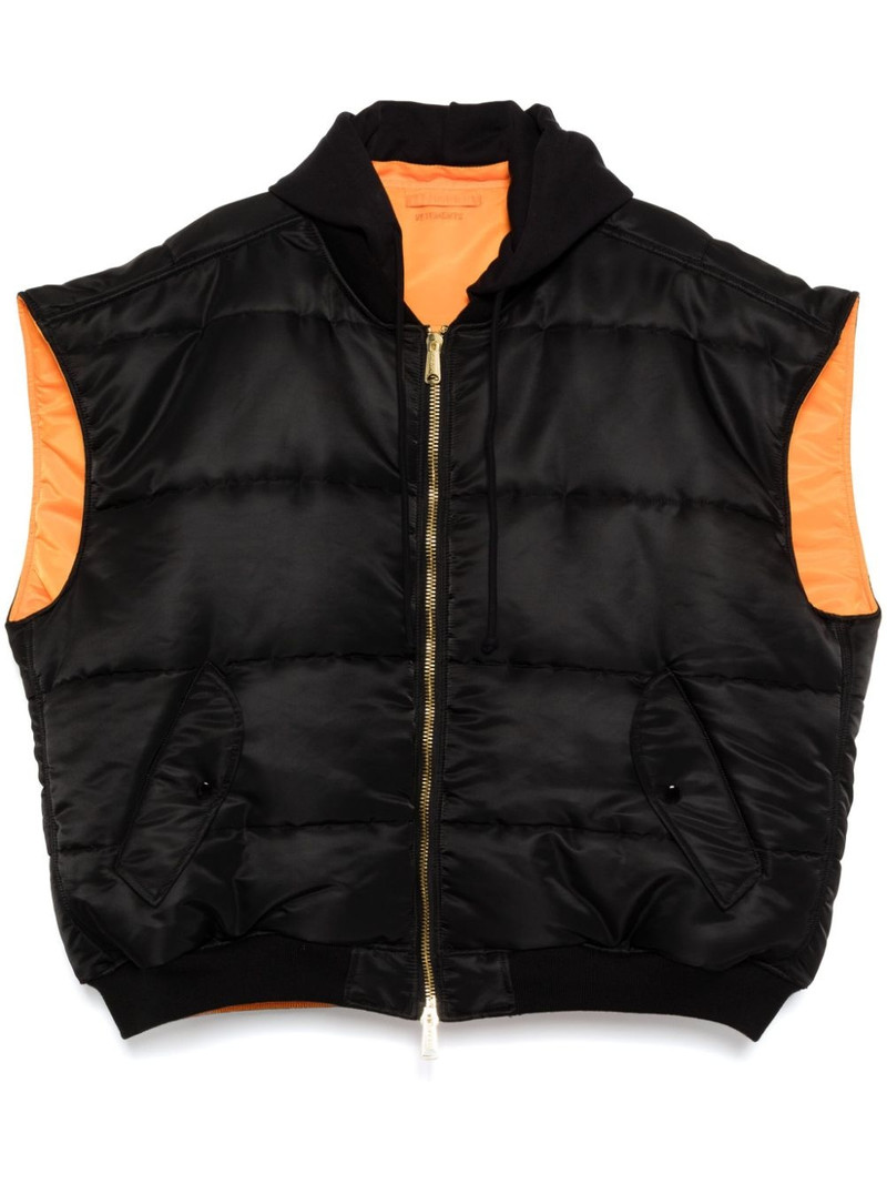 hooded logo bomber vest 1