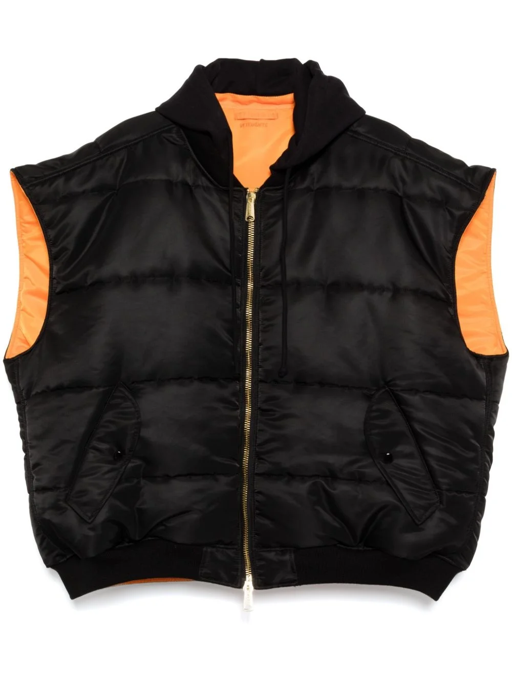 hooded logo bomber vest - 1