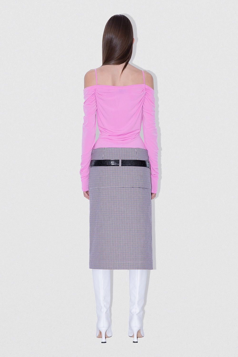 COSIMA SKIRT NAVY COTTON CHECK - 3