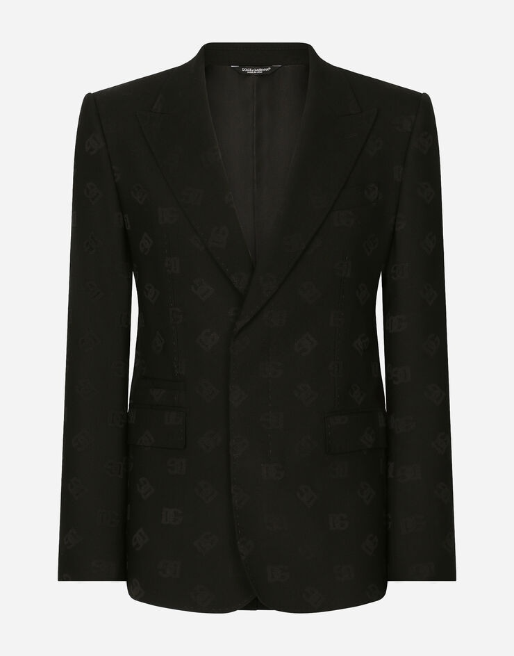 Single-breasted wool Sicilia-fit jacket with jacquard DG detailing - 1