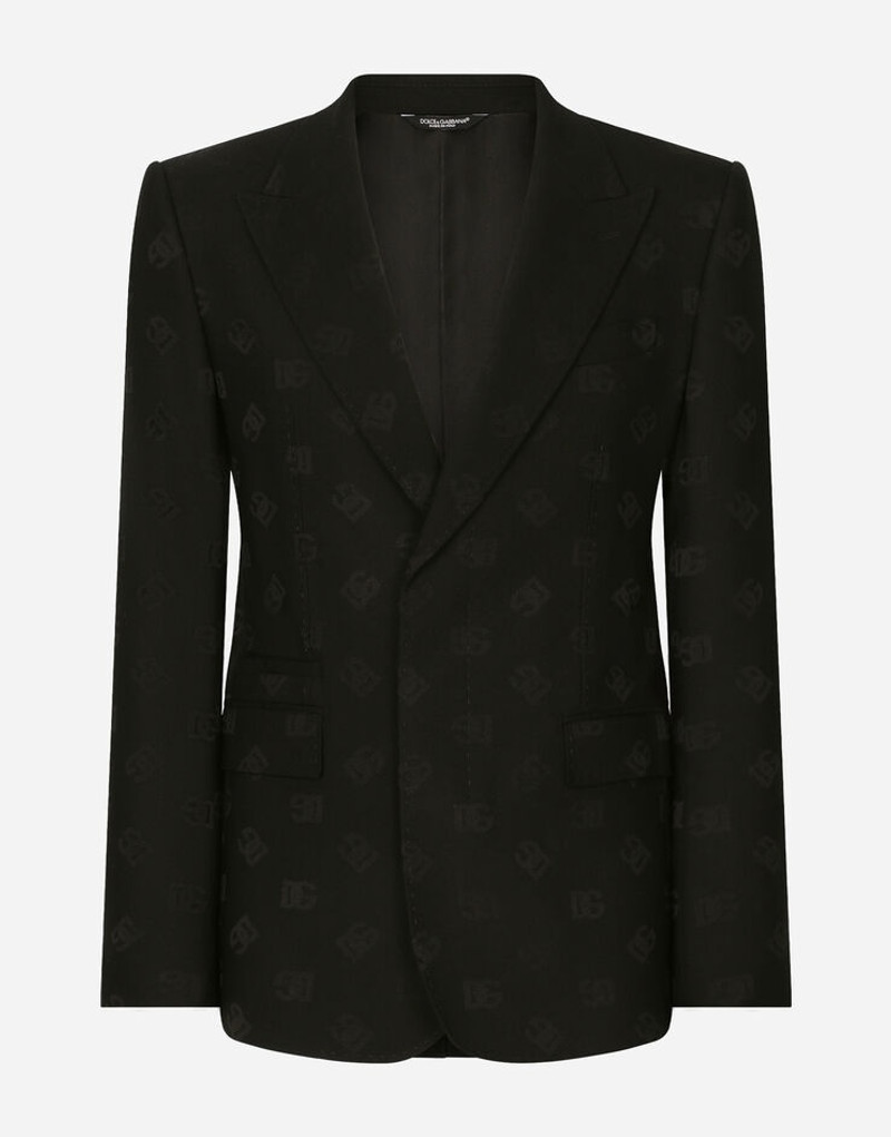 Single-breasted wool Sicilia-fit jacket with jacquard DG detailing 1