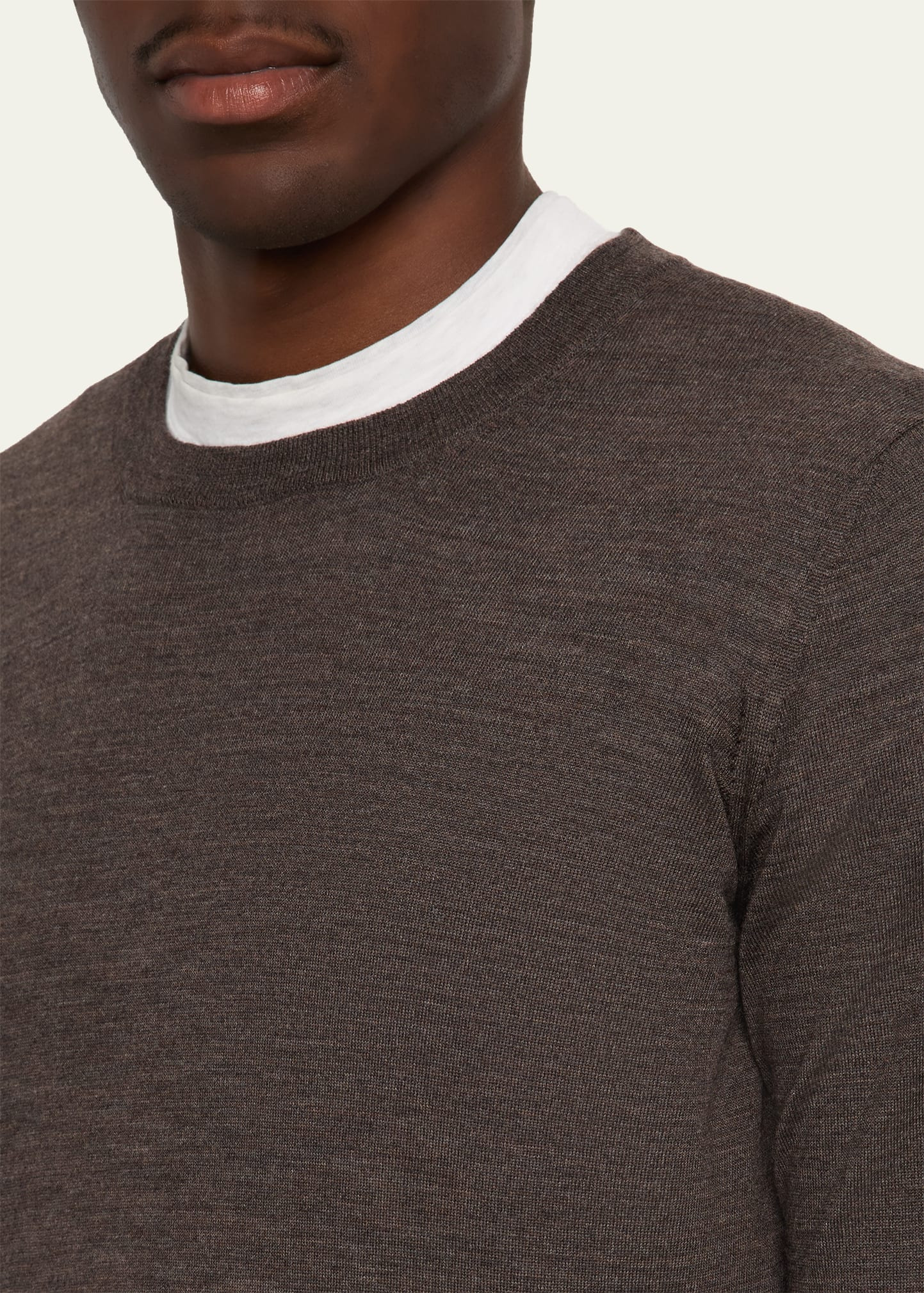Men's Fine Gauge Wool and Cashmere Crewneck Sweater - 5
