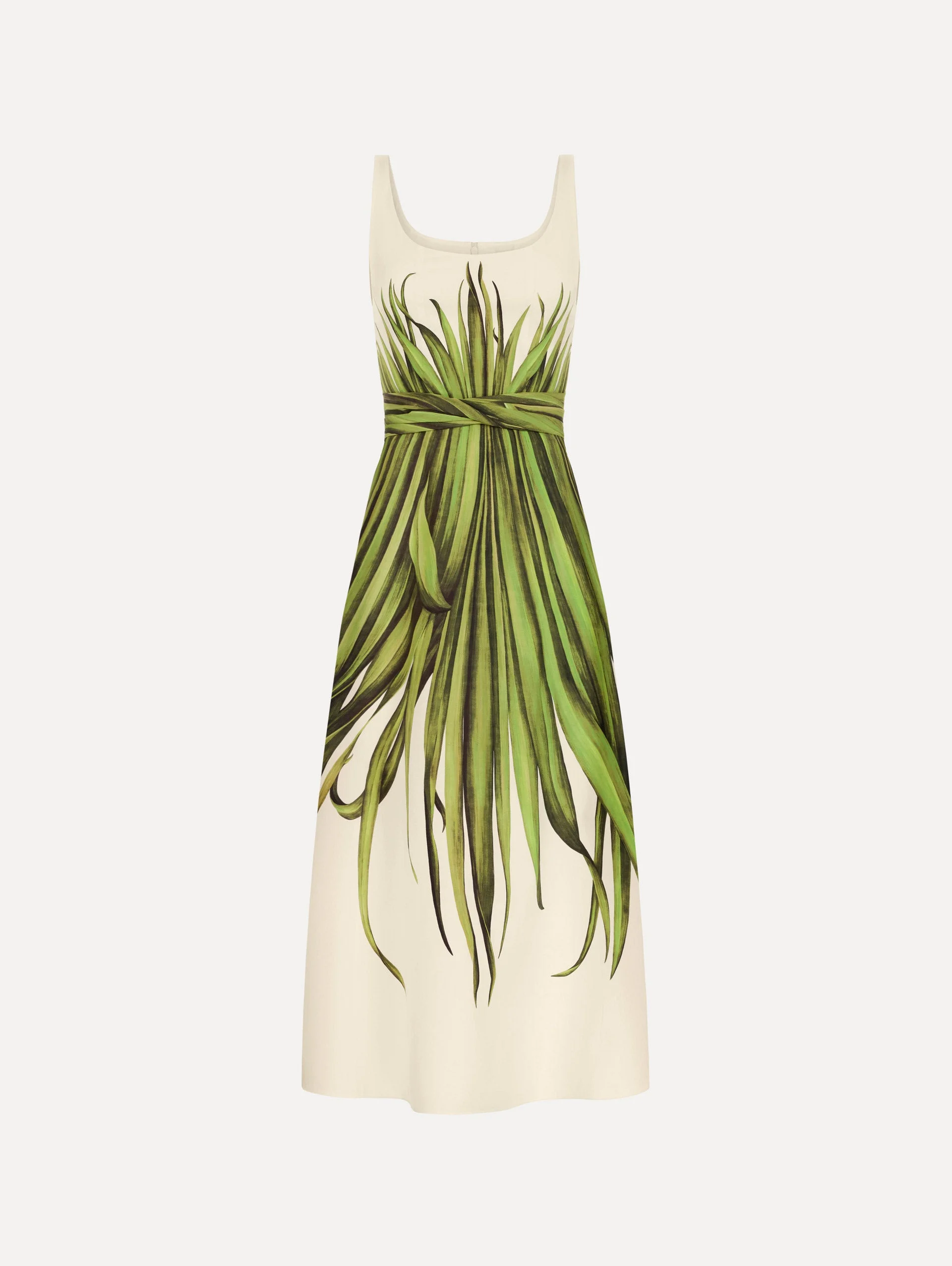 PALM LEAVES COTTON POPLIN DRESS - 1