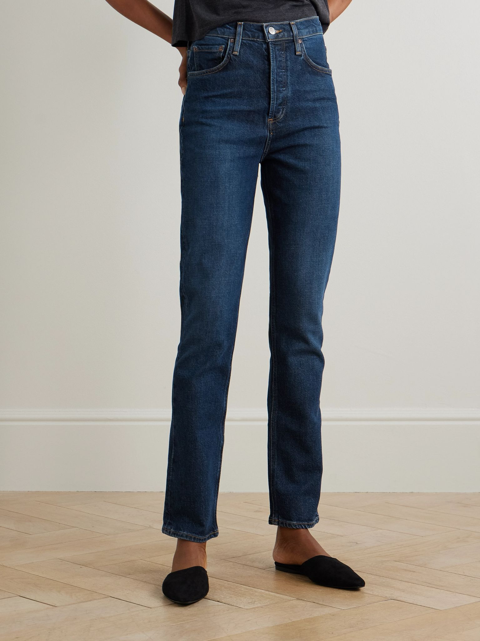 Freya high-rise slim-leg organic jeans Dark denim - 3