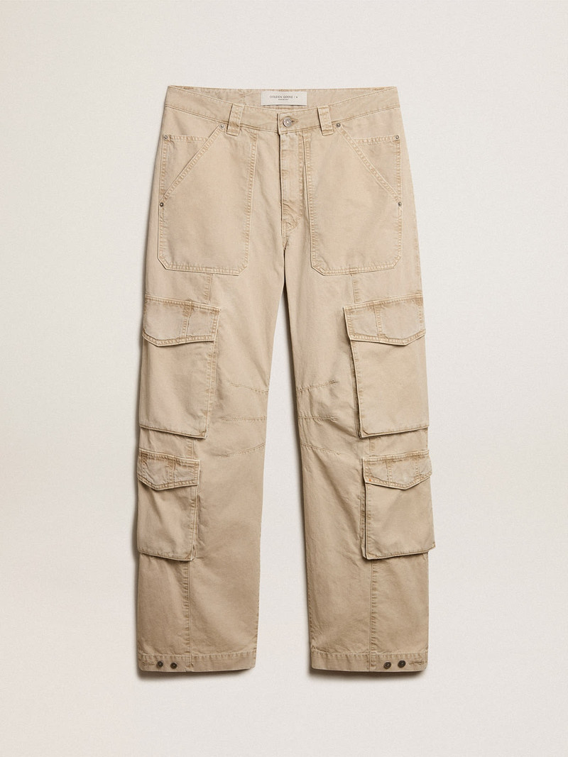 Men's khaki-colored 코튼화물 바지 - 1