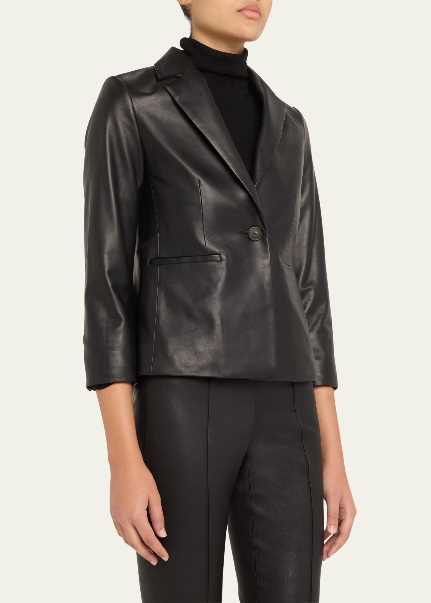Shrunken Leather Blazer - 4
