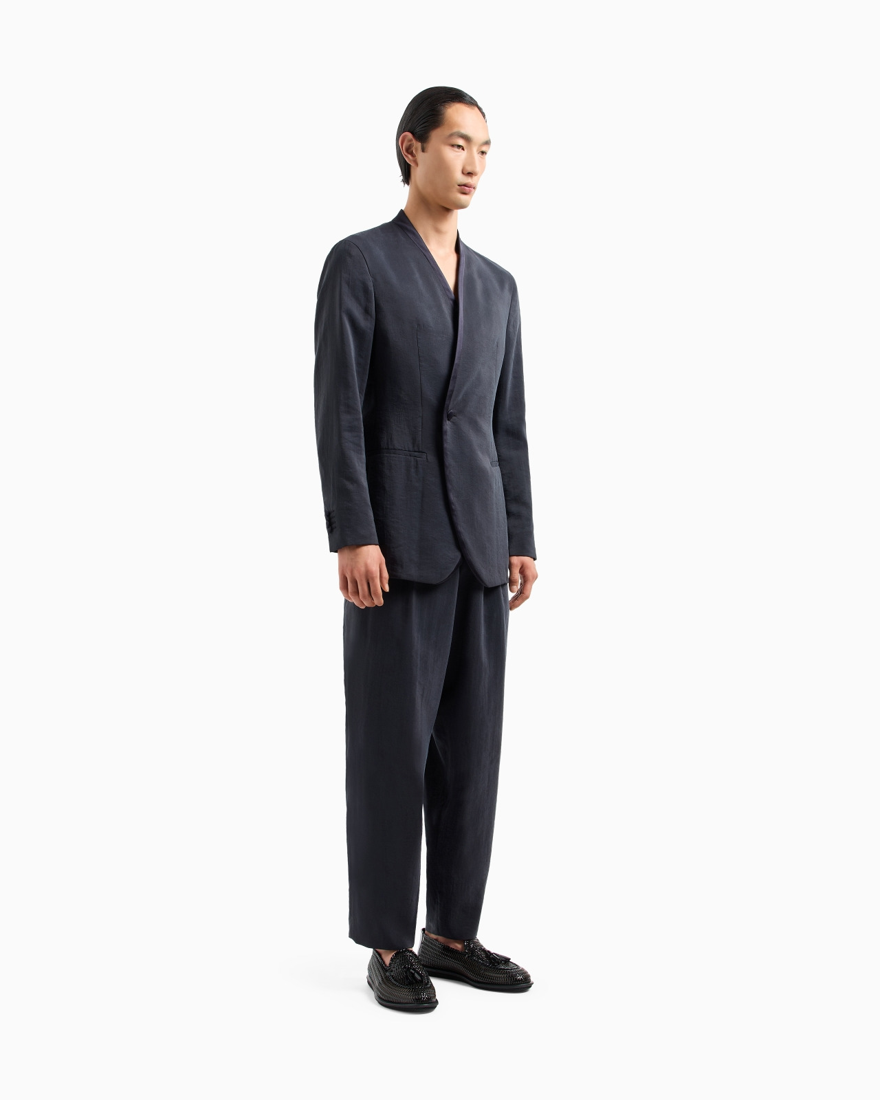 UPTON LINE SILK-BLEND TUXEDO JACKET - 2