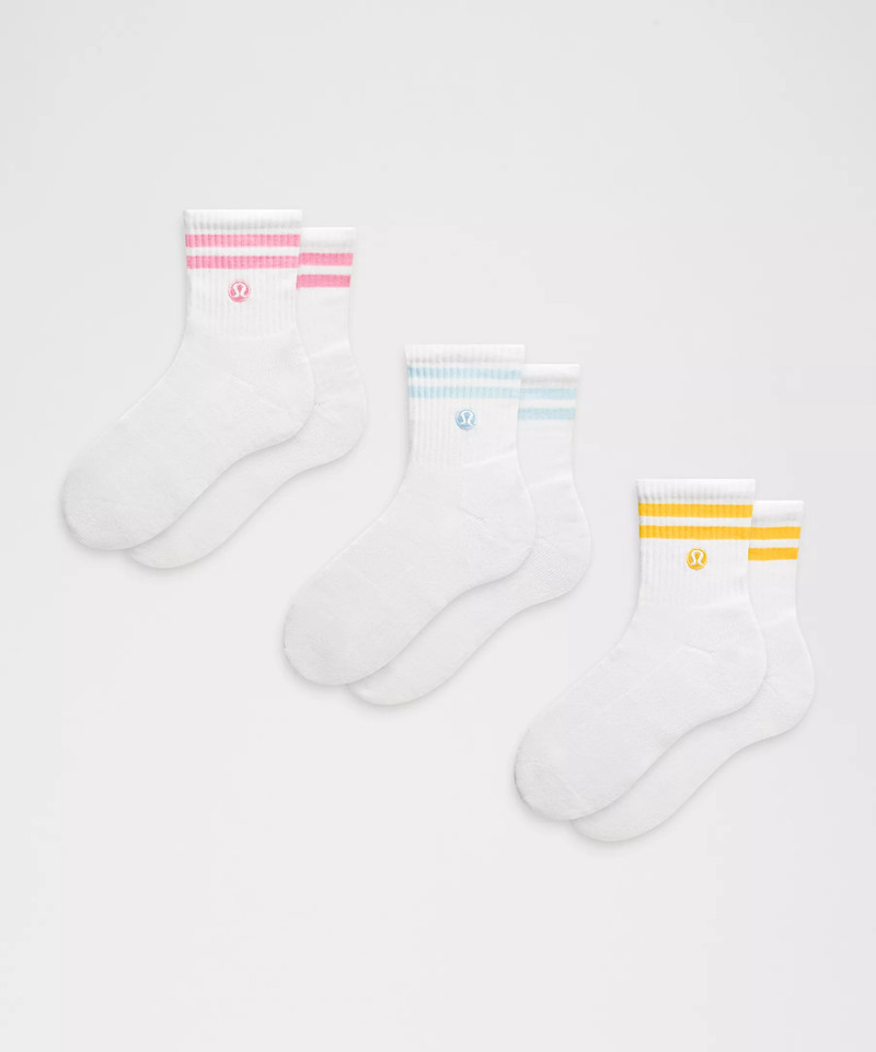 Unisex Daily Essential Quarter Socks 3 Pack *Stripe 1