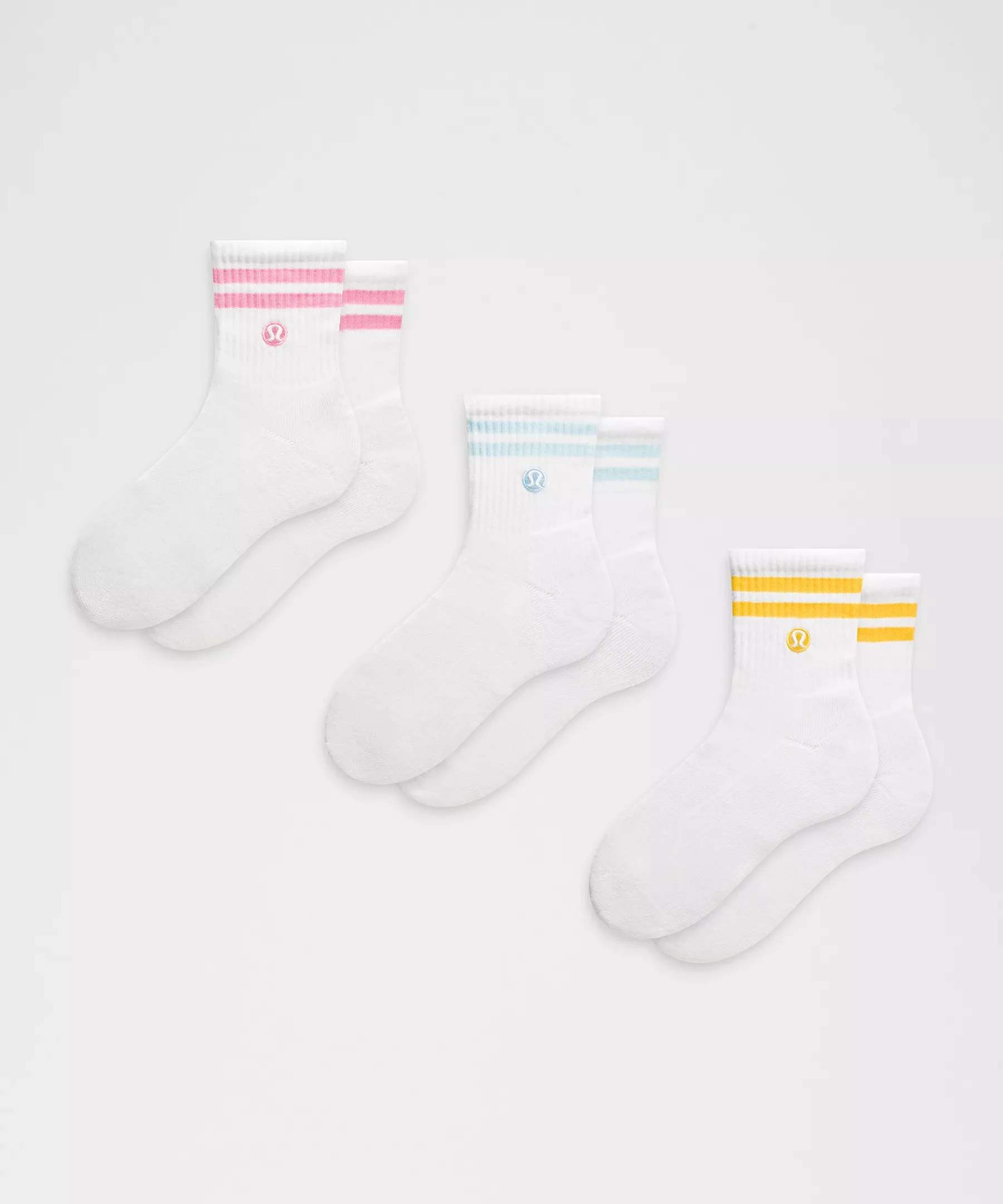 Unisex Daily Essential Quarter Socks 3 Pack *Stripe - 1