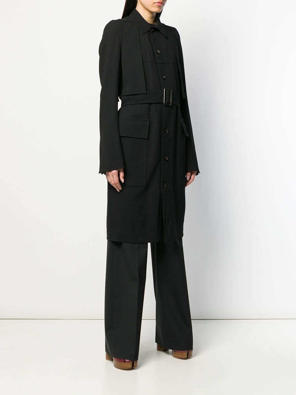 single-breasted belted coat - 3