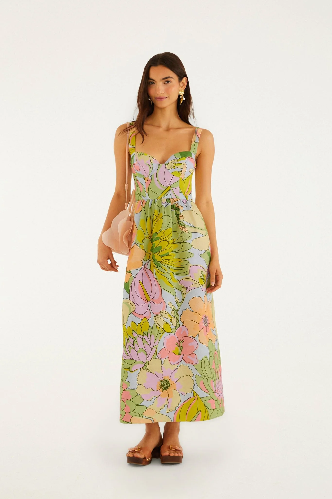 Light Blue Spring Affair Euroflax Premium Linen Maxi Dress - 1